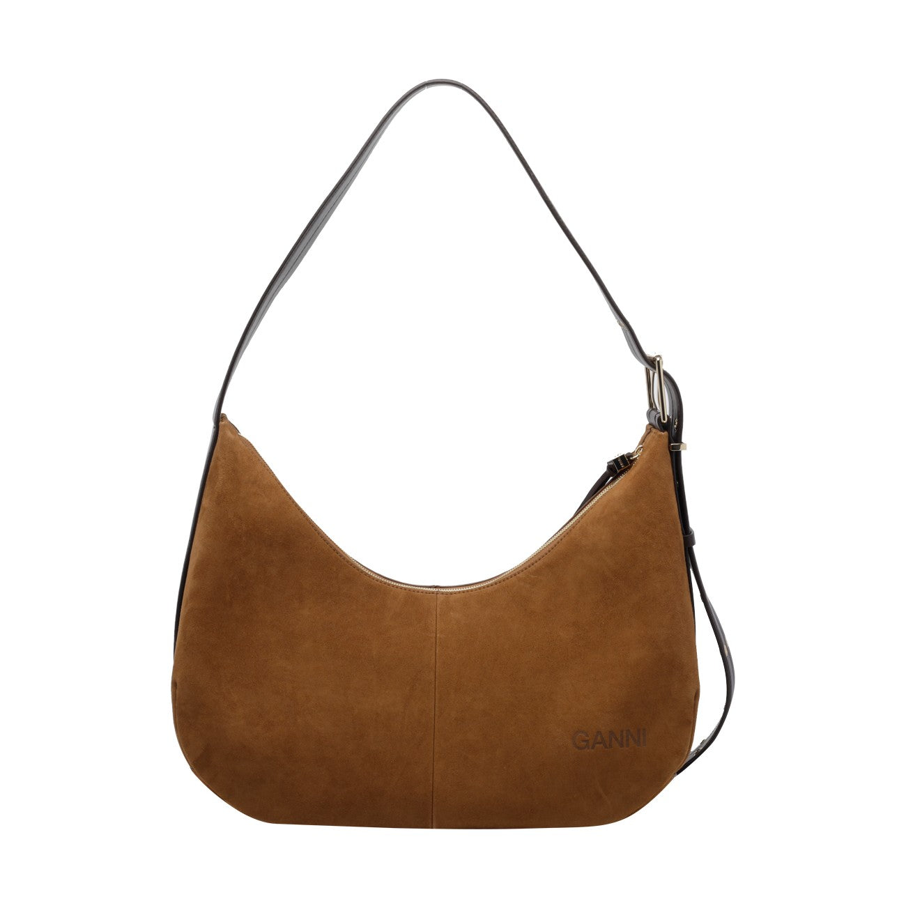 Ganni Women Medium Logo Suede Hobo Bag GANNI