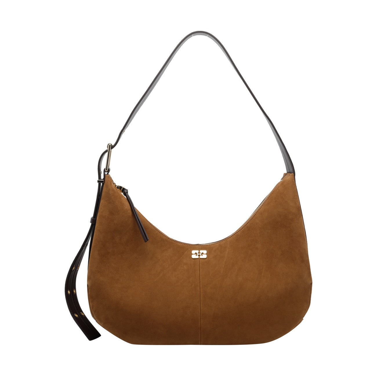 Ganni Women Medium Logo Suede Hobo Bag GANNI