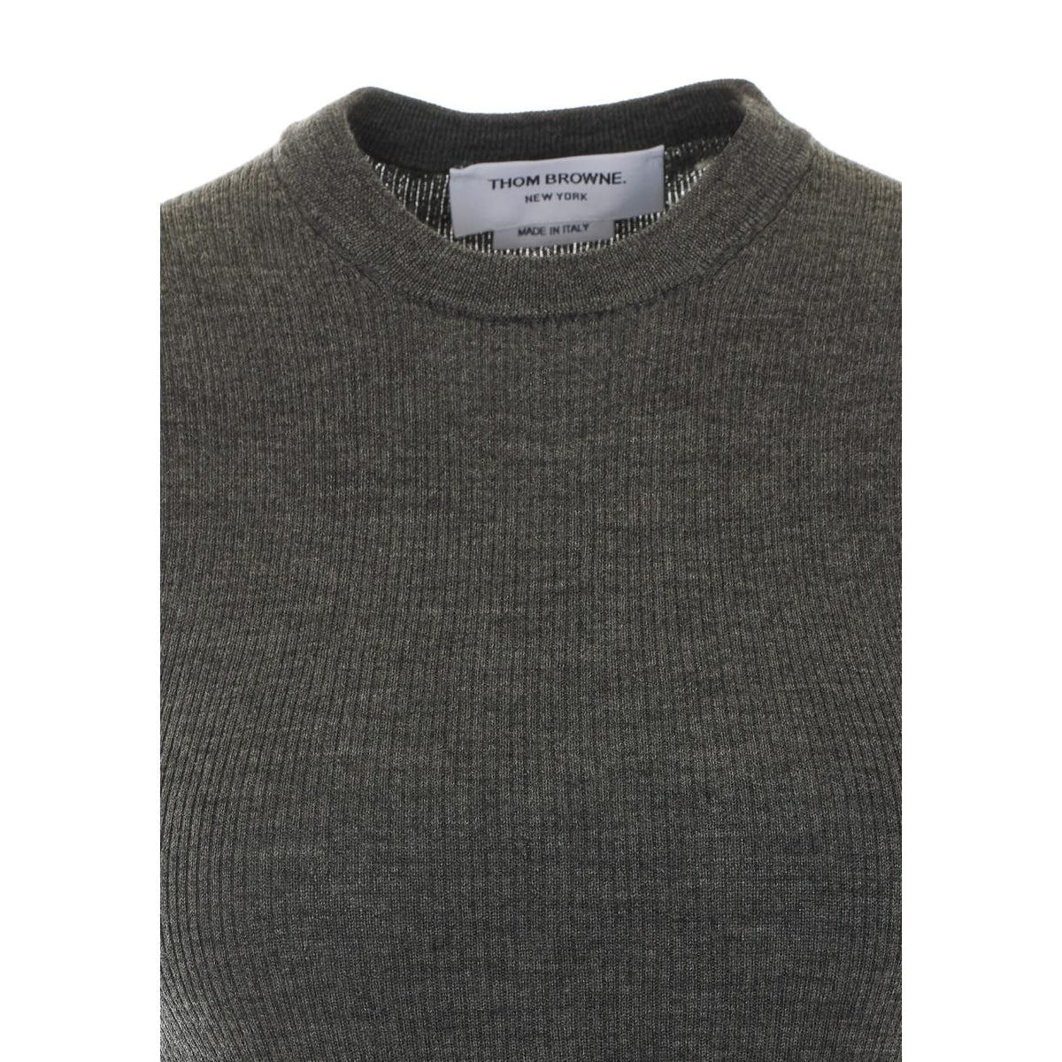 Thom Browne Women Merino Wool Knitted Tank Top With Stripe THOM BROWNE