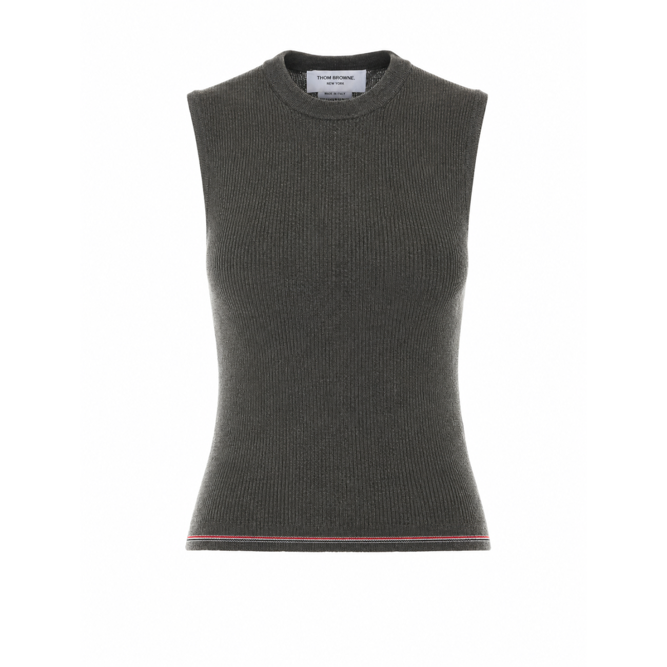 Thom Browne Women Merino Wool Knitted Tank Top With Stripe THOM BROWNE