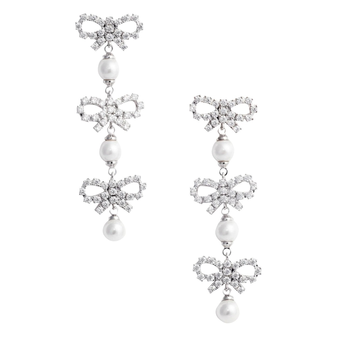 Self Portrait Women Micro Bow Pearl Tiered Earrings SELF-PORTRAIT