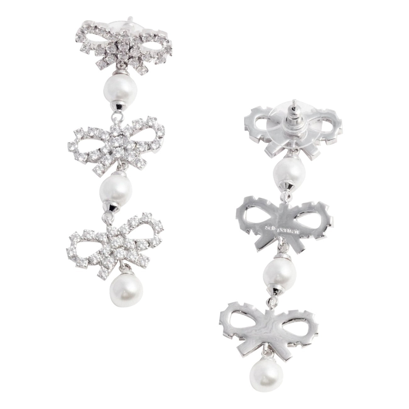 Self Portrait Women Micro Bow Pearl Tiered Earrings SELF-PORTRAIT