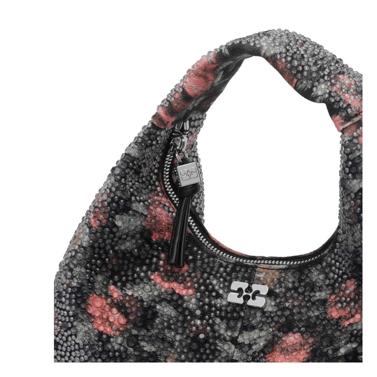 Ganni Women Mini Hobo Bag With Beaded Flower And Logo GANNI