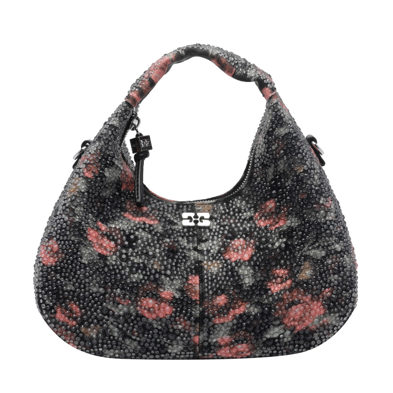 Ganni Women Mini Hobo Bag With Beaded Flower And Logo GANNI