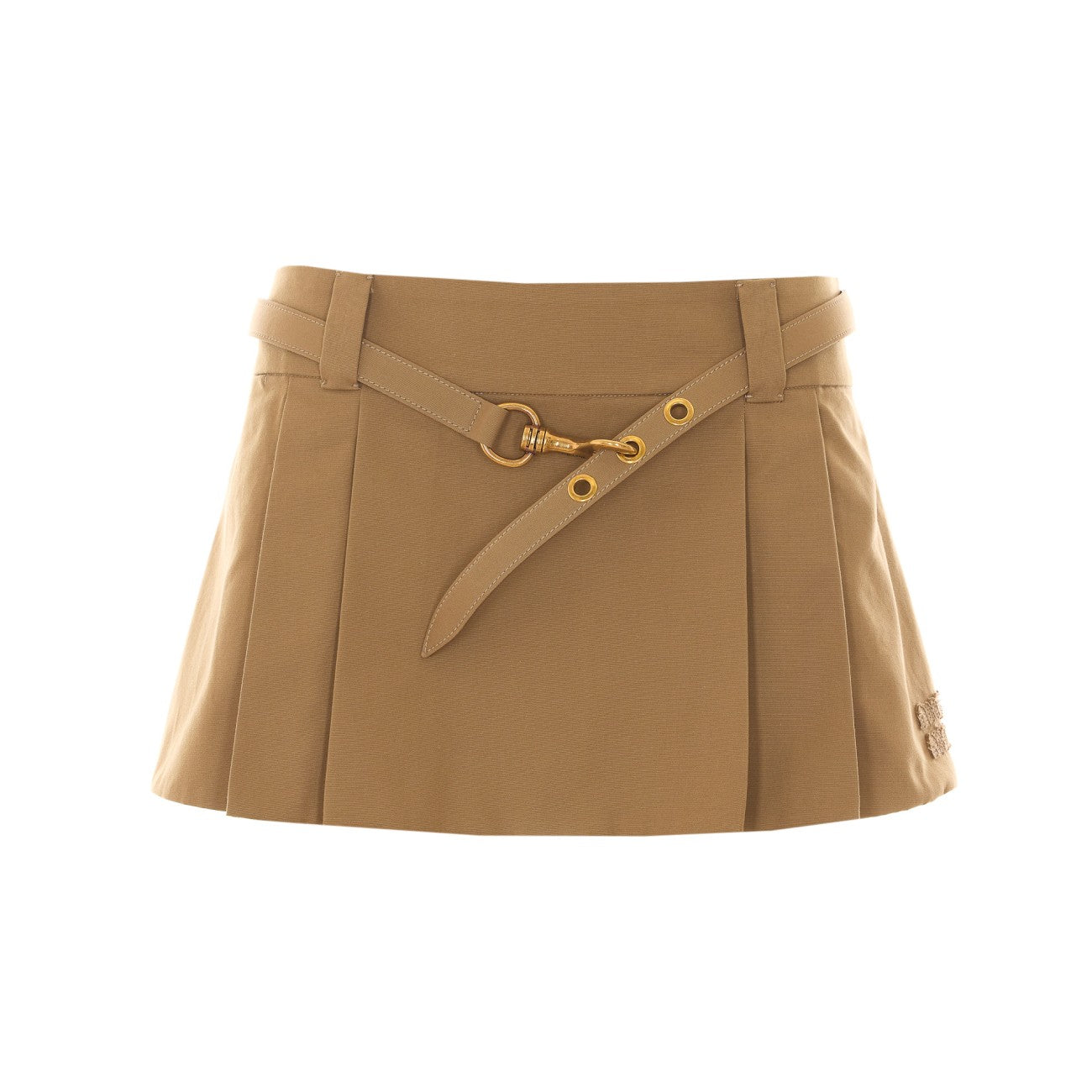 Miu Miu Women Mini Logo Pleated Skirt MIU MIU