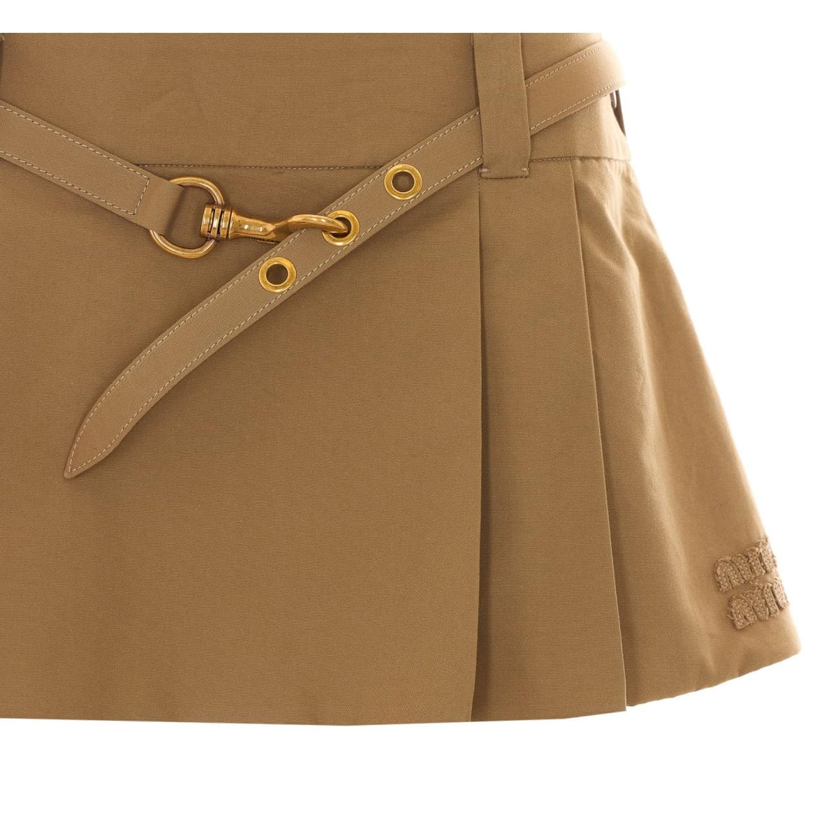Miu Miu Women Mini Logo Pleated Skirt MIU MIU