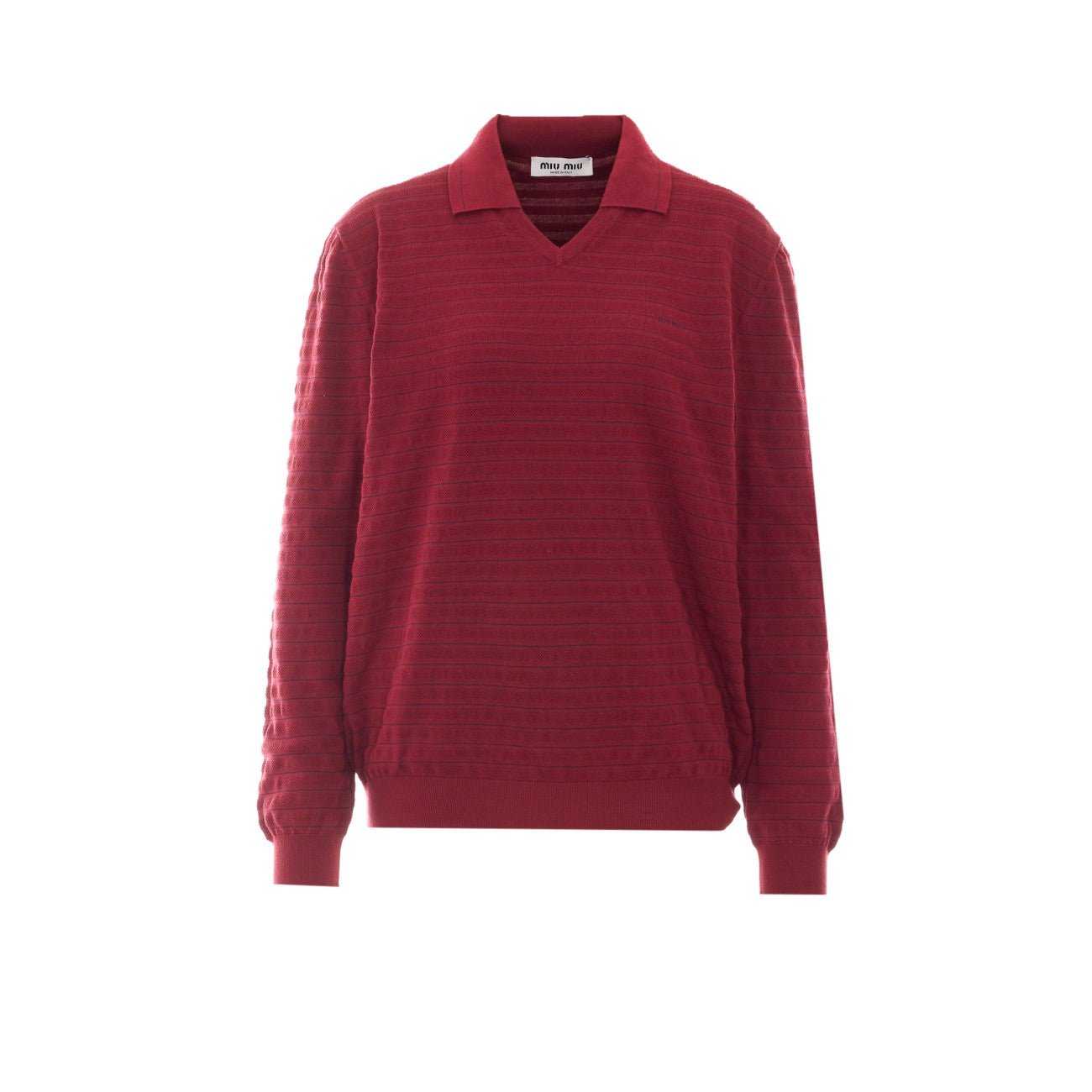 Miu Miu Women Mini Miu Miu Logo V Neck Polo MIU MIU