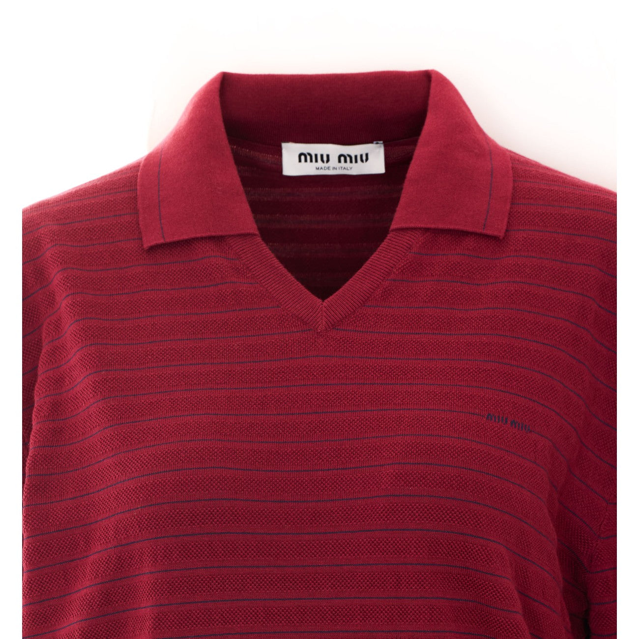 Miu Miu Women Mini Miu Miu Logo V Neck Polo MIU MIU