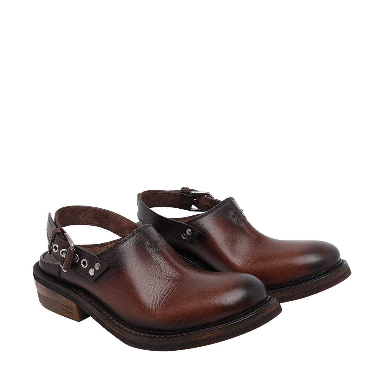 Miu Miu Women Miu Miu Logo Leather Sabot MIU MIU