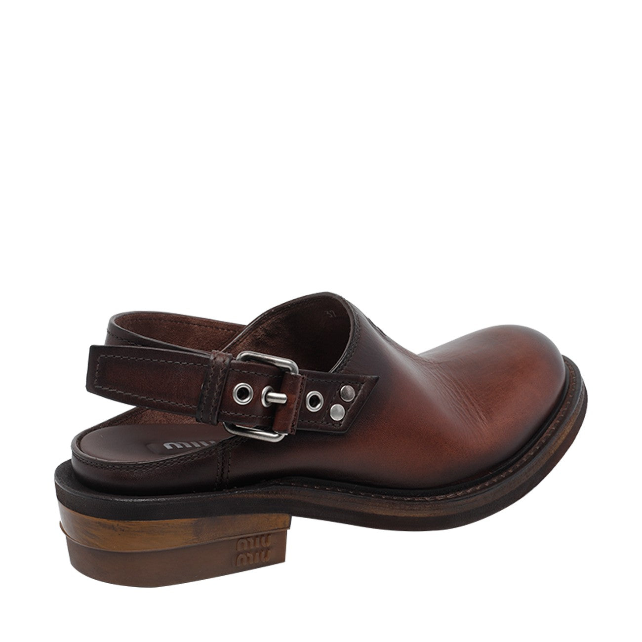 Miu Miu Women Miu Miu Logo Leather Sabot MIU MIU