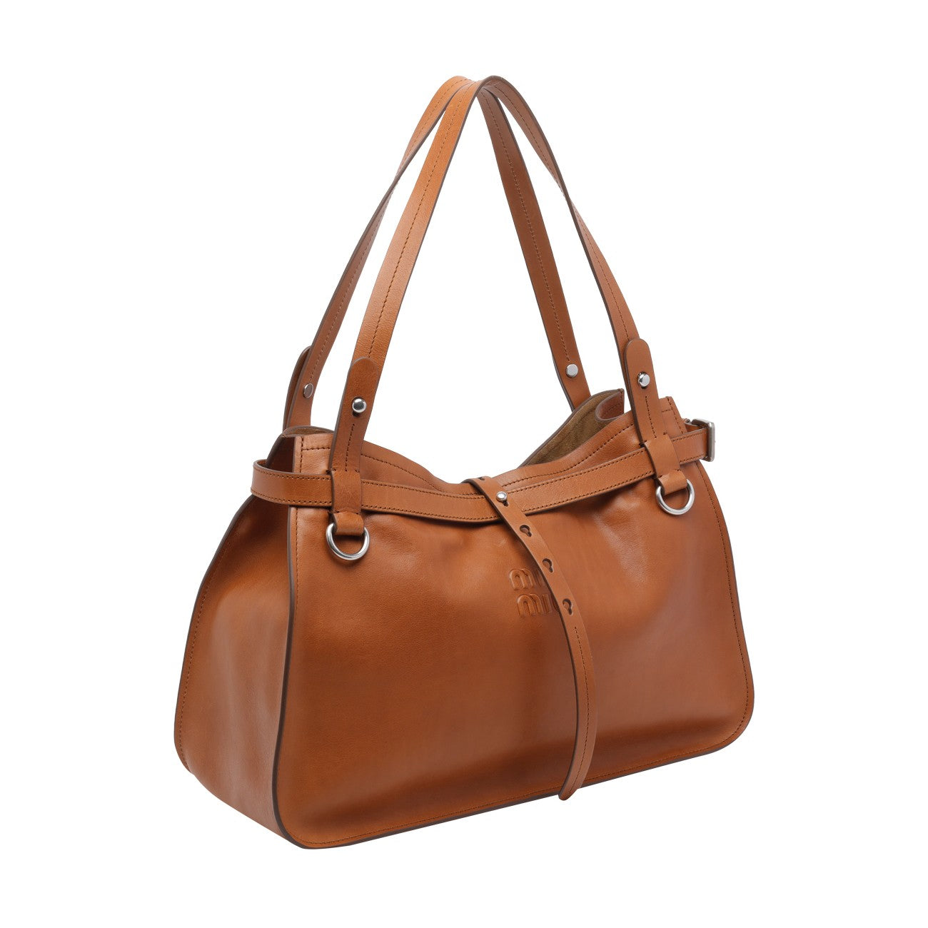 Miu Miu Women Miu Miu Logo Leather Shoulder Bag MIU MIU