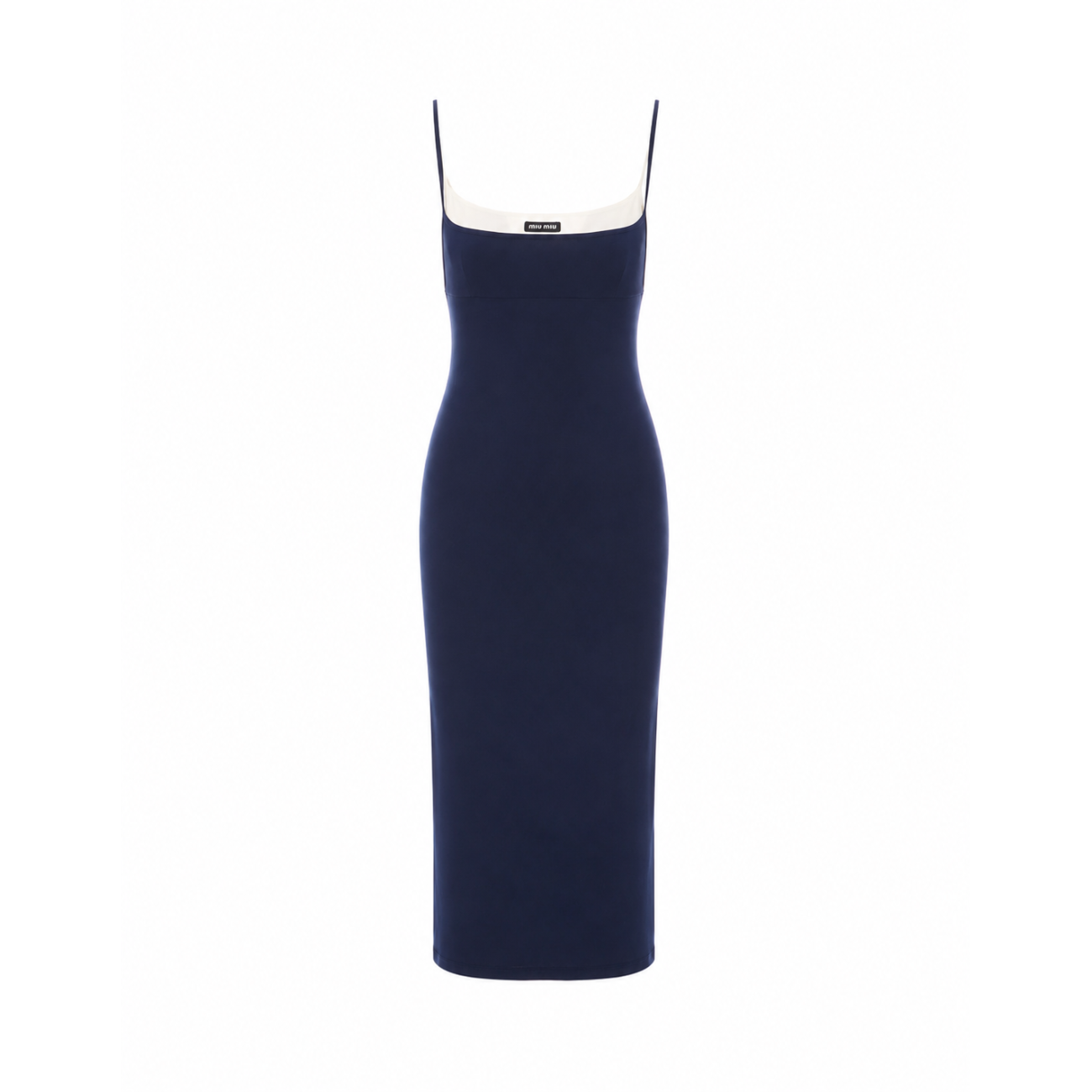 Miu Miu Women Miu Miu Logo Midi Jersey Stretch  Dress MIU MIU