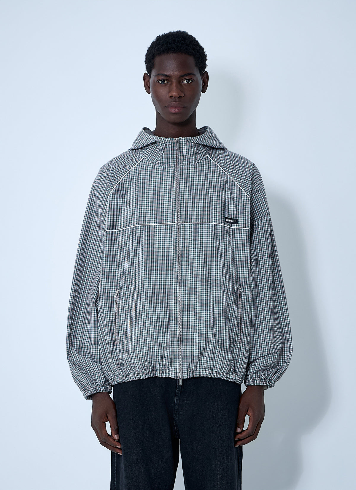 Miu Miu Men Check Hooded Jacket MIU MIU
