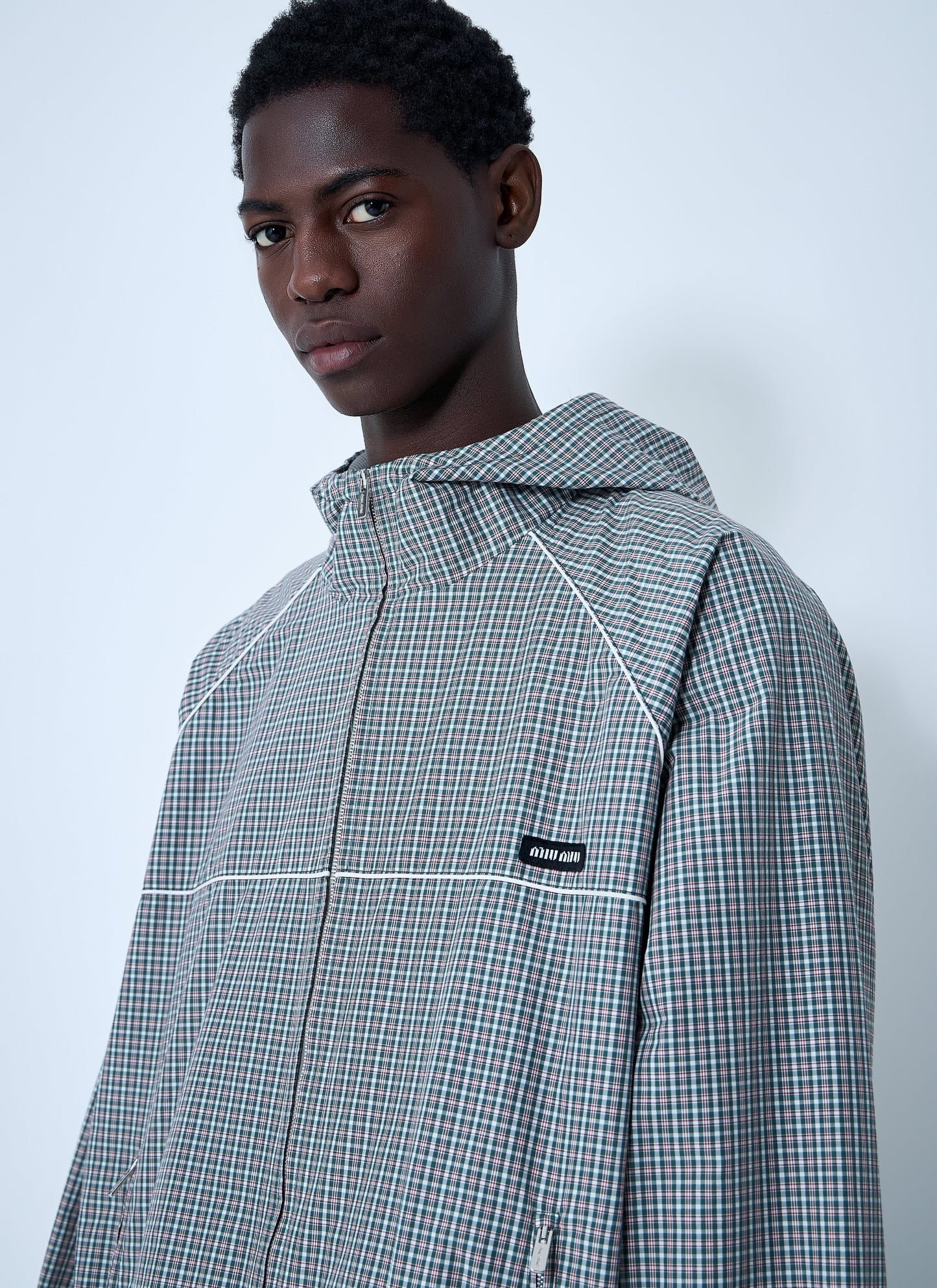 Miu Miu Men Check Hooded Jacket MIU MIU