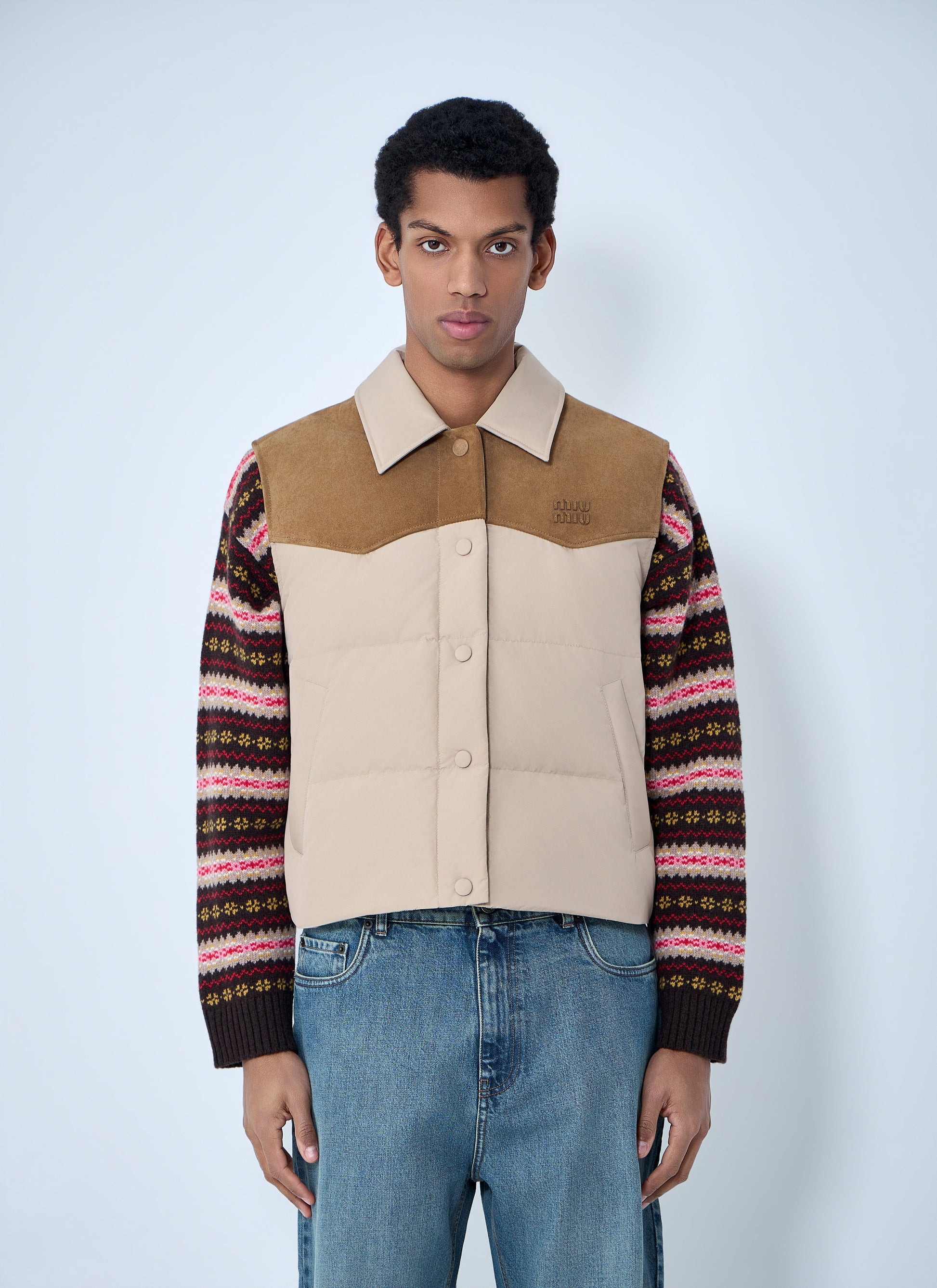 Miu Miu Men Padded Suede Yoke Vest MIU MIU
