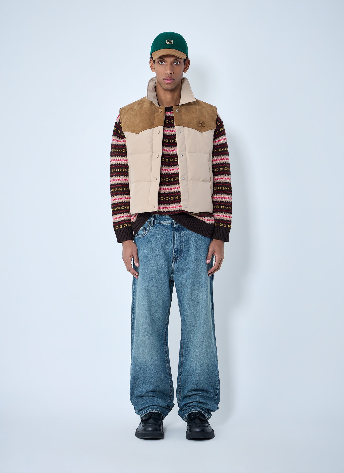 Miu Miu Men Padded Suede Yoke Vest MIU MIU