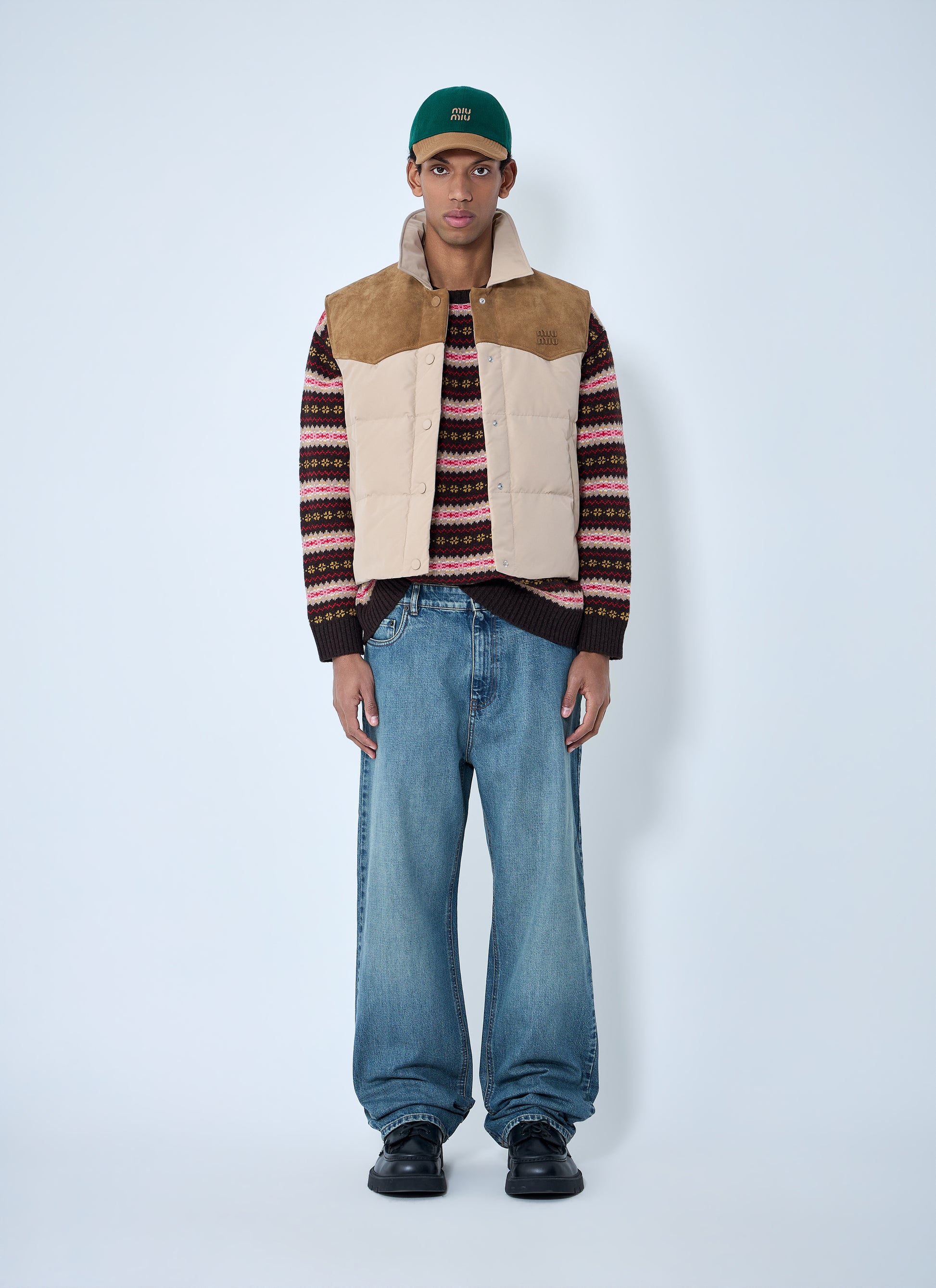Miu Miu Men Padded Suede Yoke Vest MIU MIU