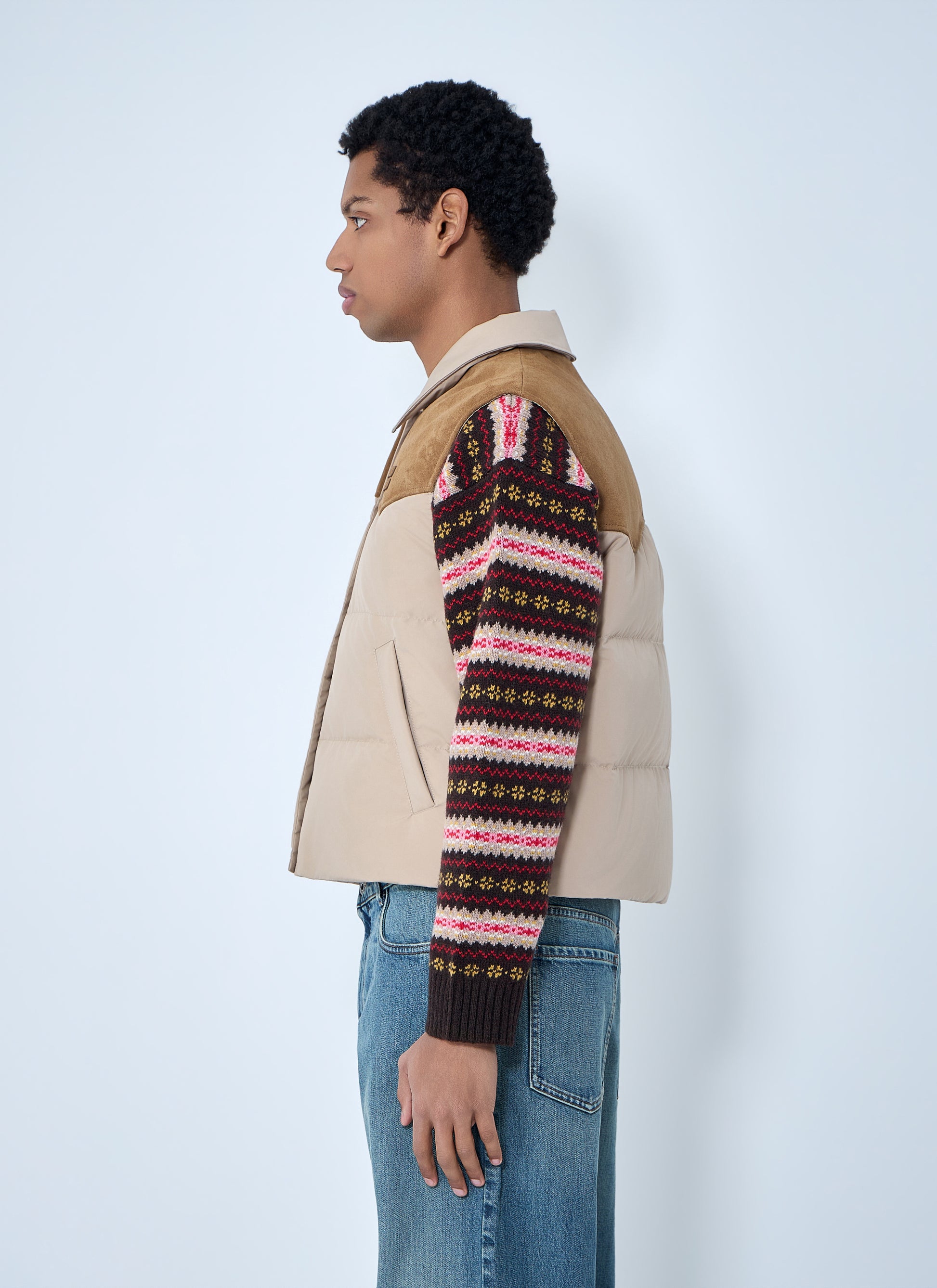 Miu Miu Men Padded Suede Yoke Vest MIU MIU