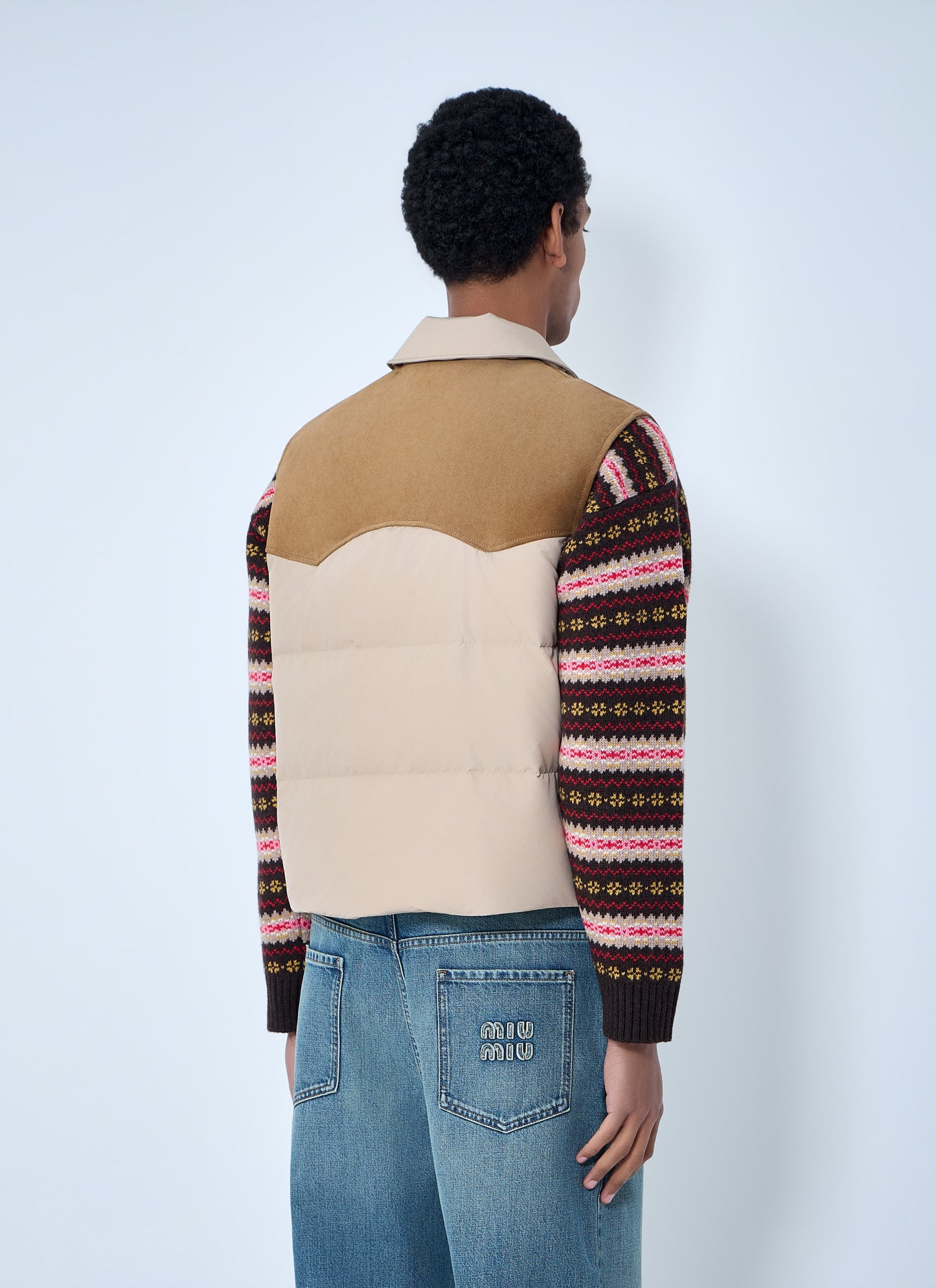 Miu Miu Men Padded Suede Yoke Vest MIU MIU