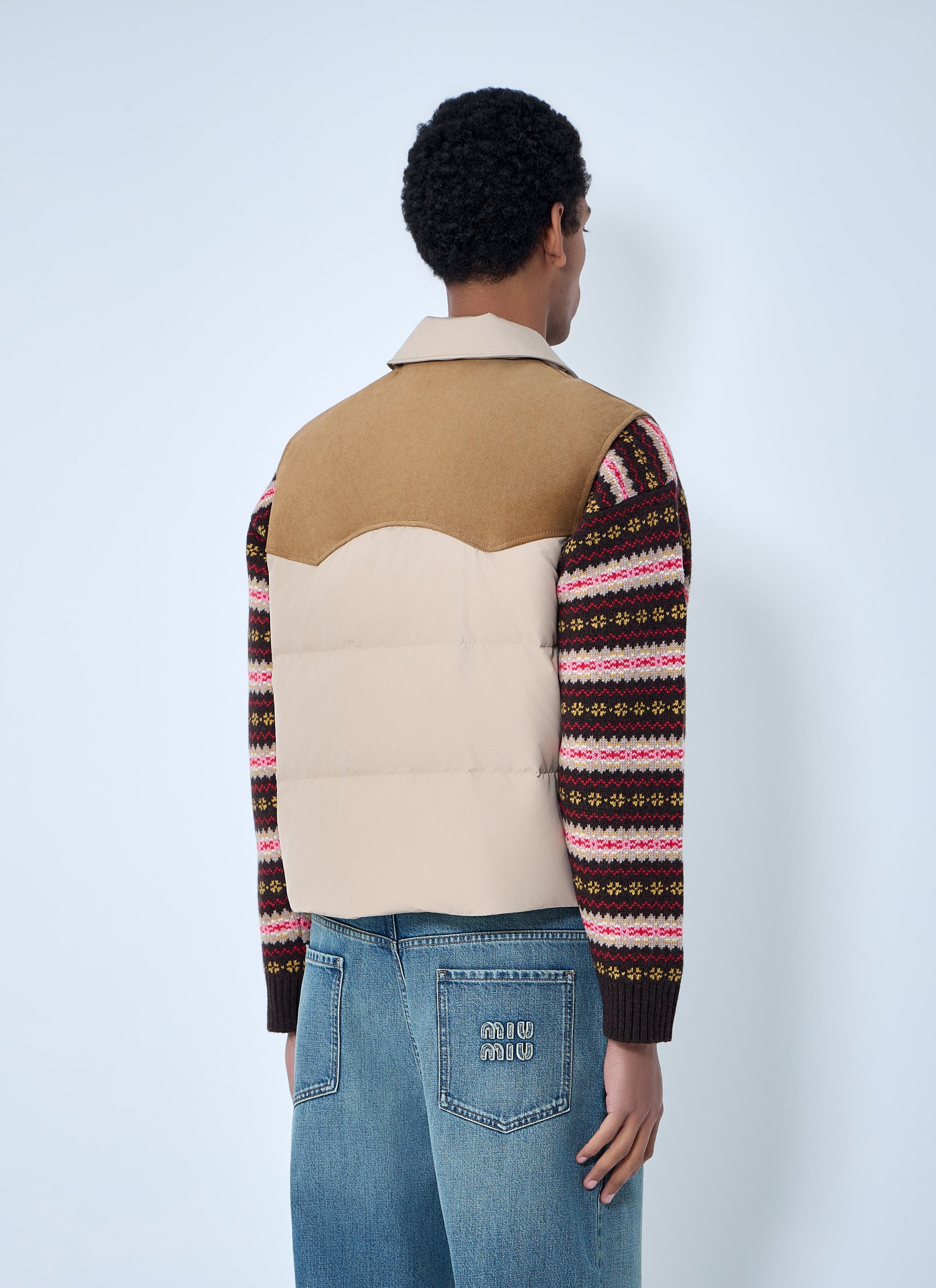 Miu Miu Men Padded Suede Yoke Vest MIU MIU