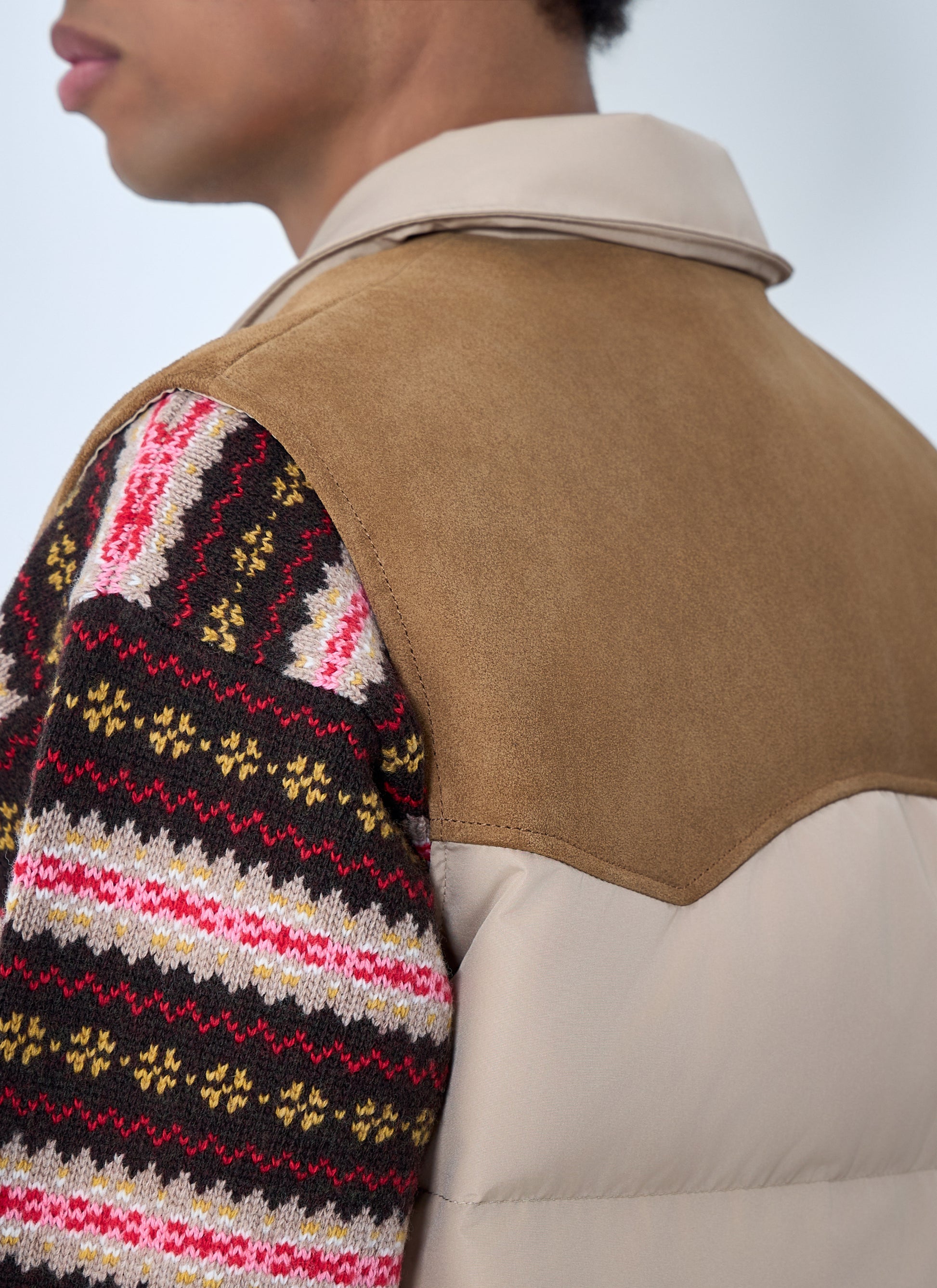Miu Miu Men Padded Suede Yoke Vest MIU MIU