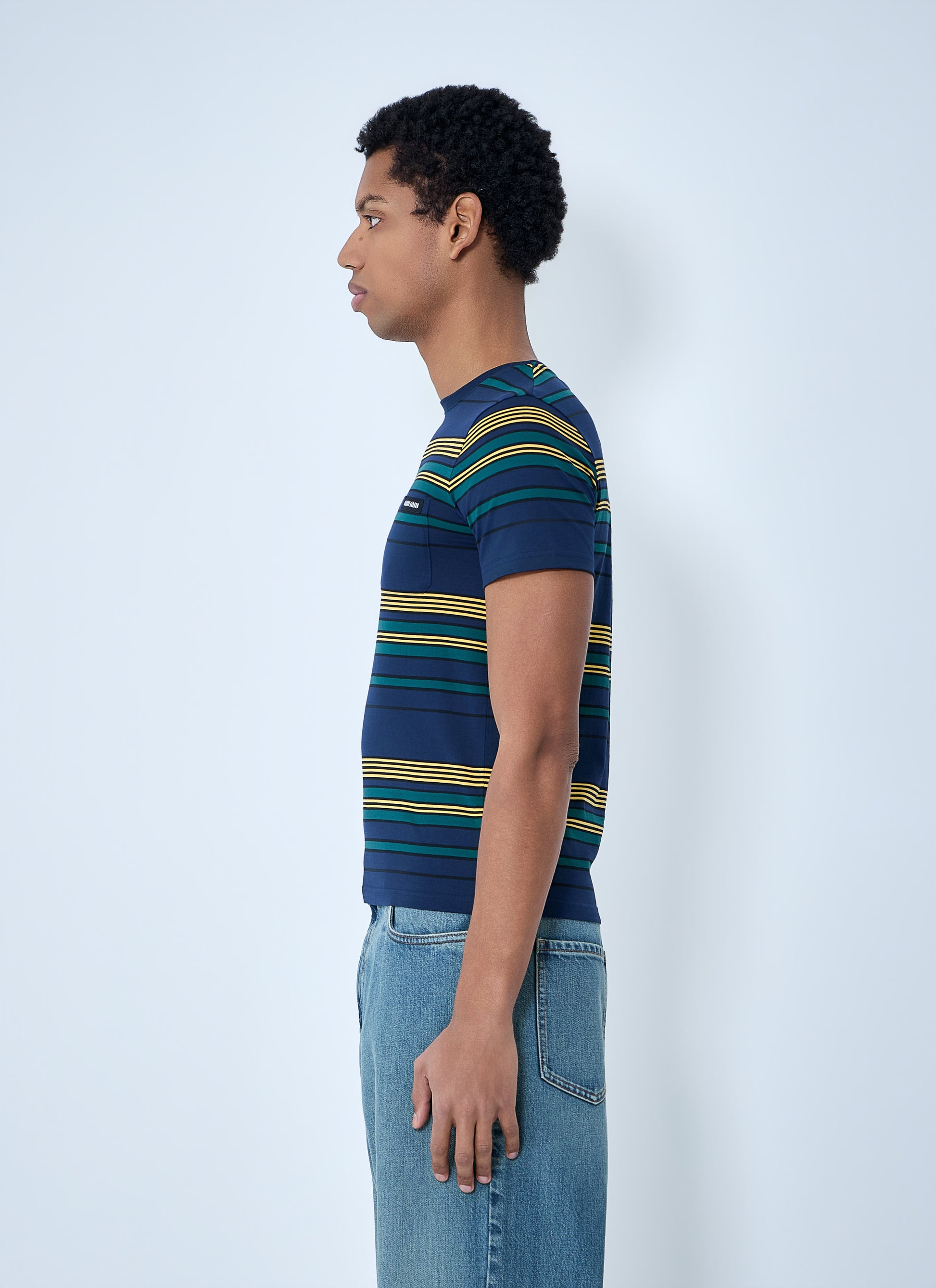 Miu Miu Men Striped Cotton Jersey T-Shirt MIU MIU
