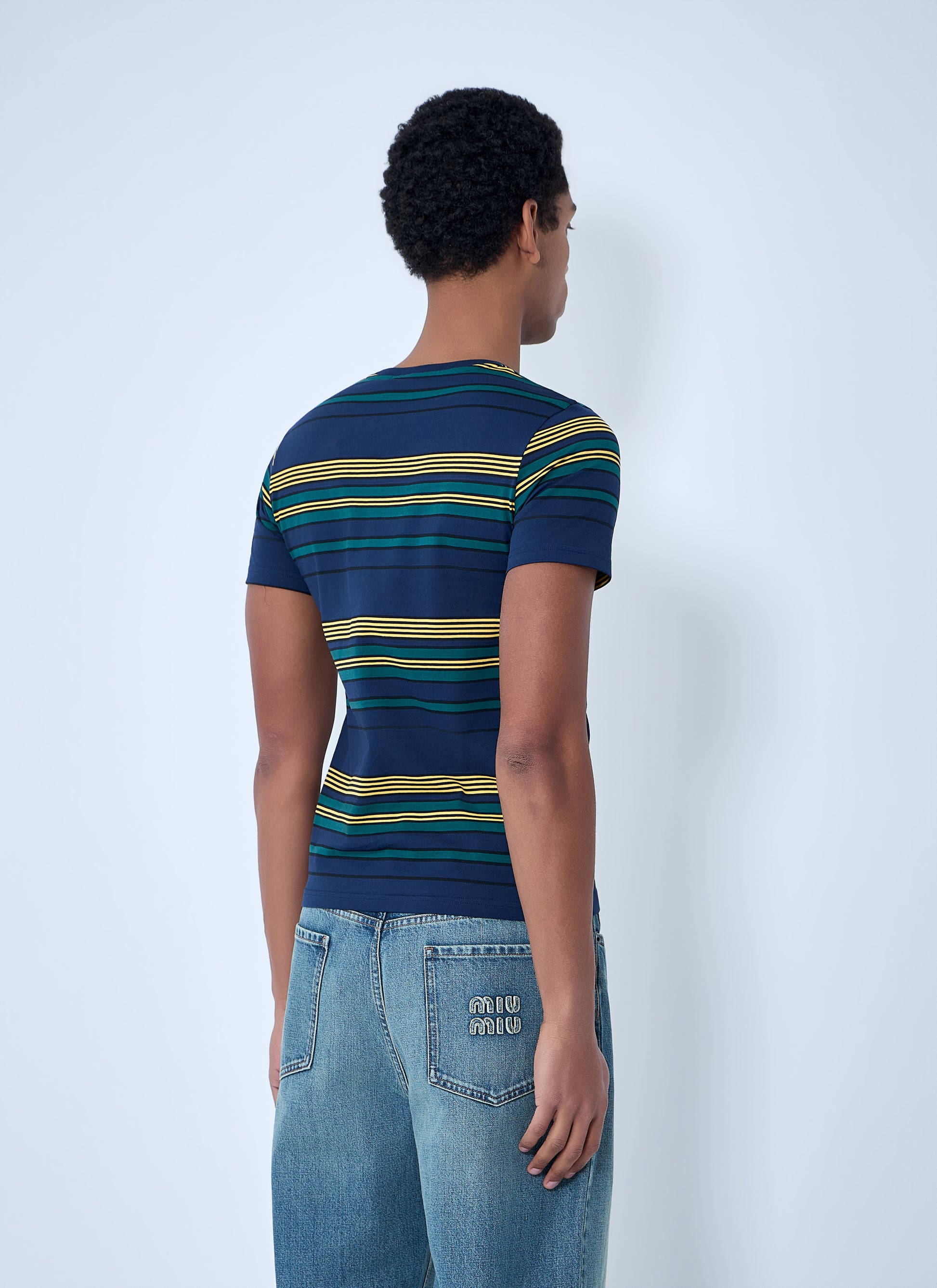 Miu Miu Men Striped Cotton Jersey T-Shirt MIU MIU
