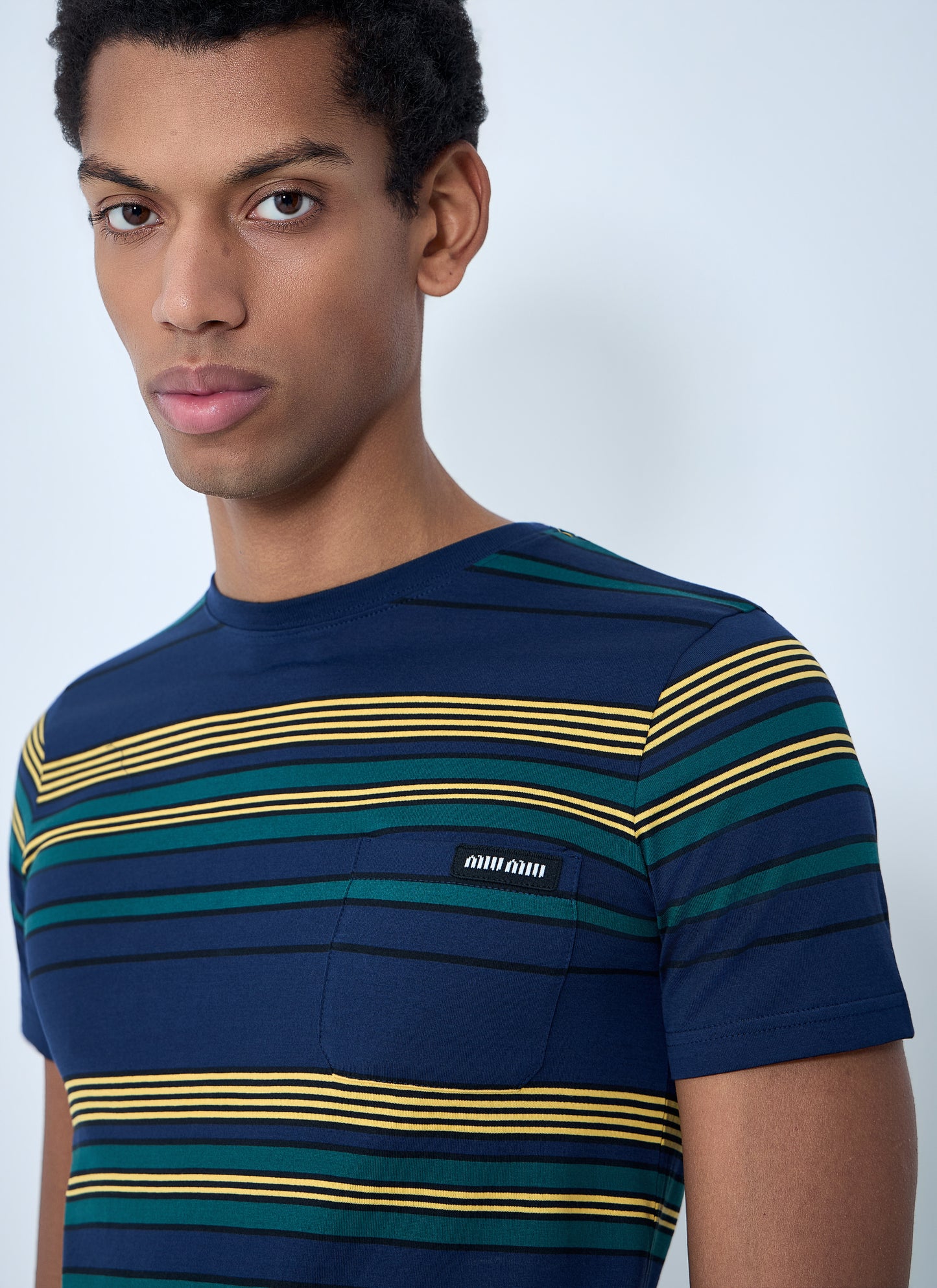 Miu Miu Men Striped Cotton Jersey T-Shirt MIU MIU