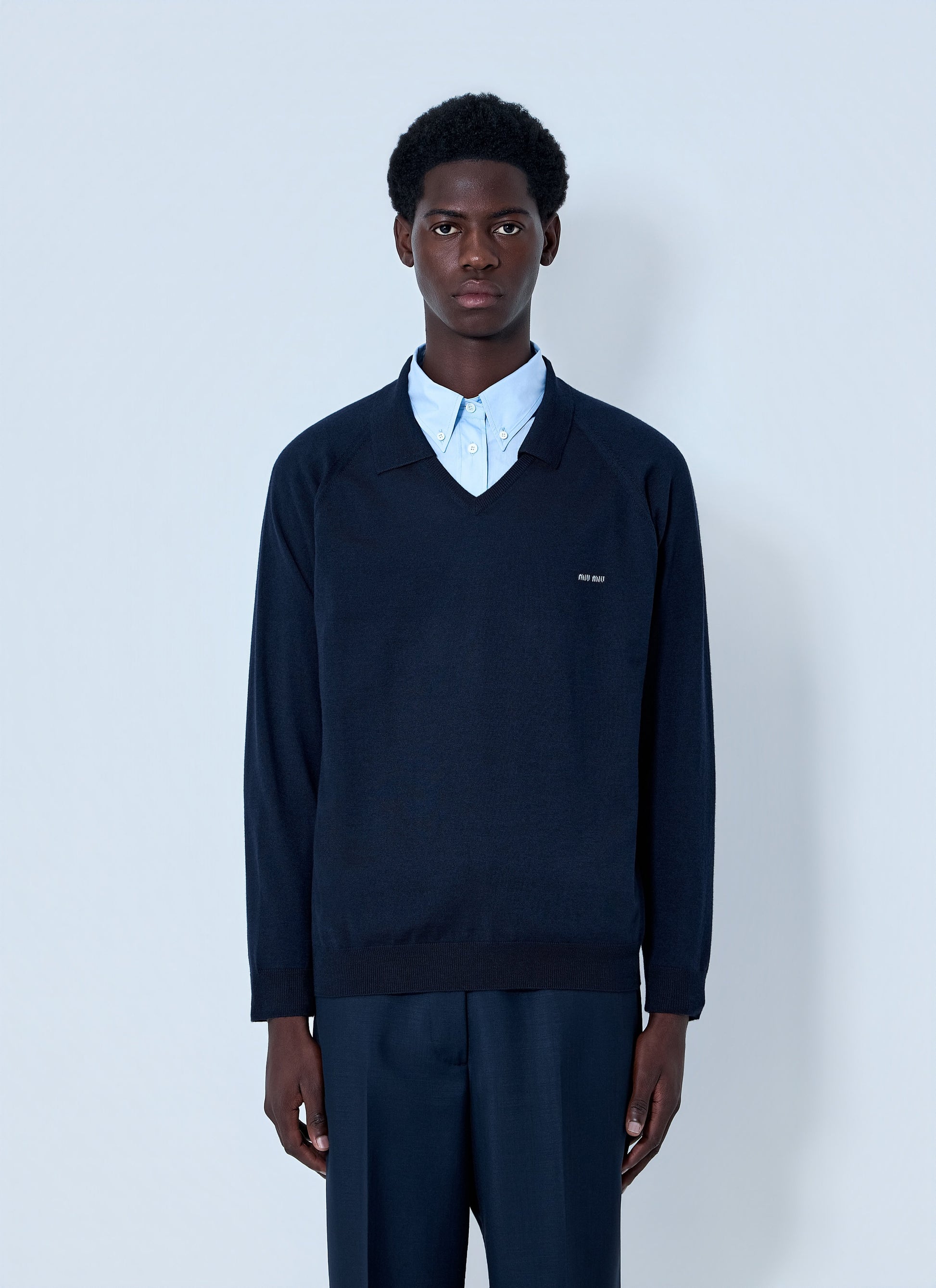 Miu Miu Men V-Neck Knit Sweater MIU MIU