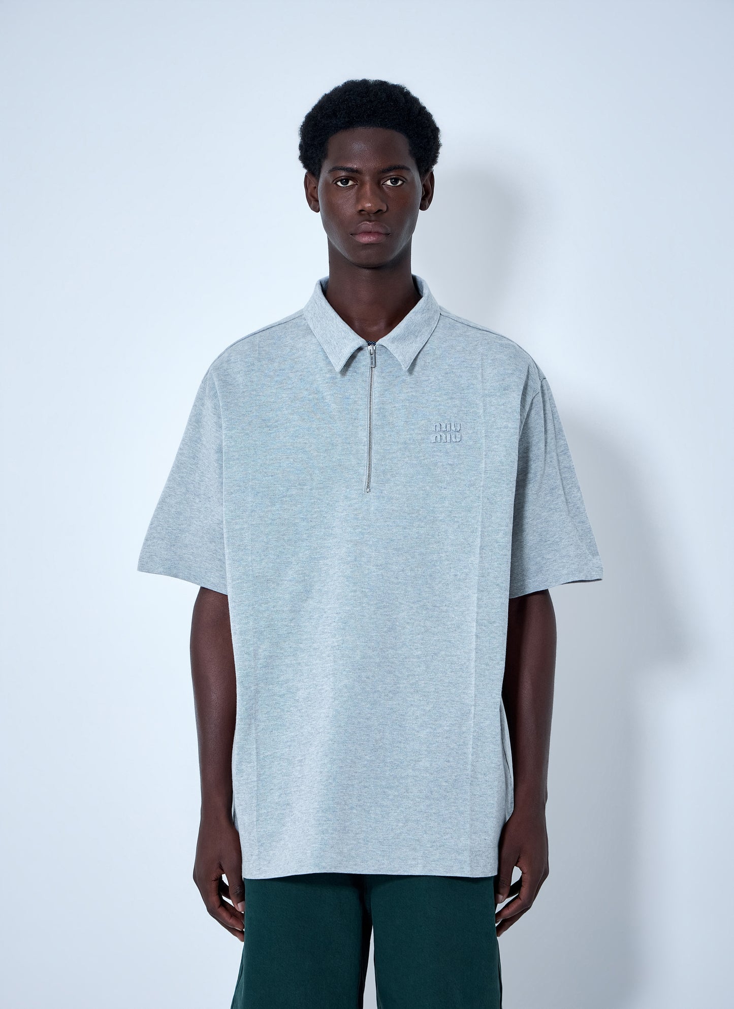 Miu Miu Men Half-Zip Polo Shirt MIU MIU