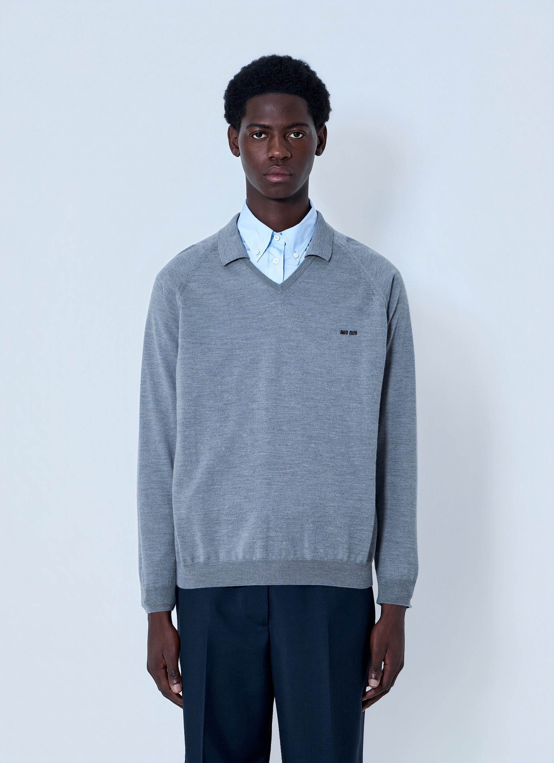 Miu Miu Men V-Neck Knit Sweater MIU MIU