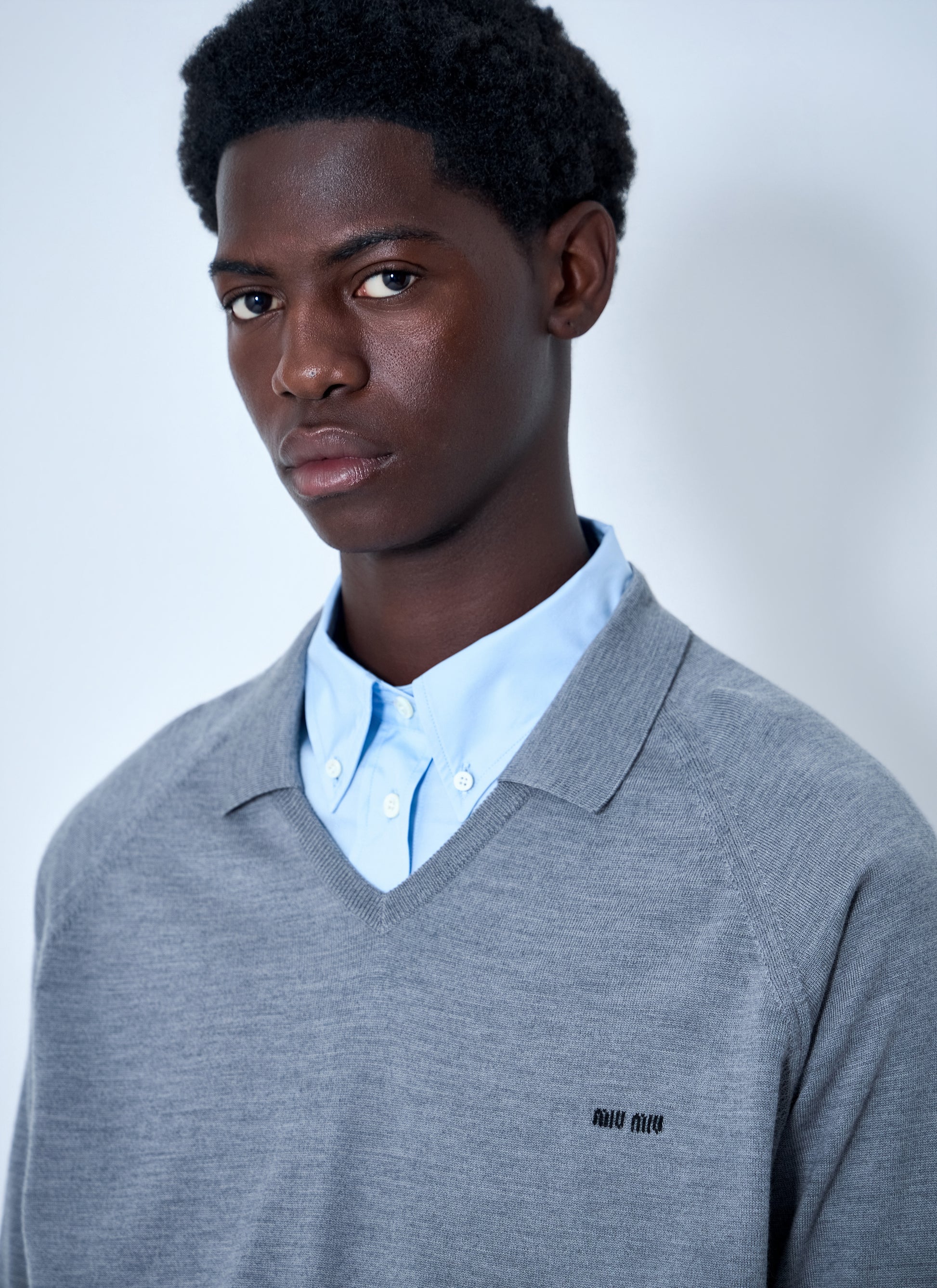 Miu Miu Men V-Neck Knit Sweater MIU MIU