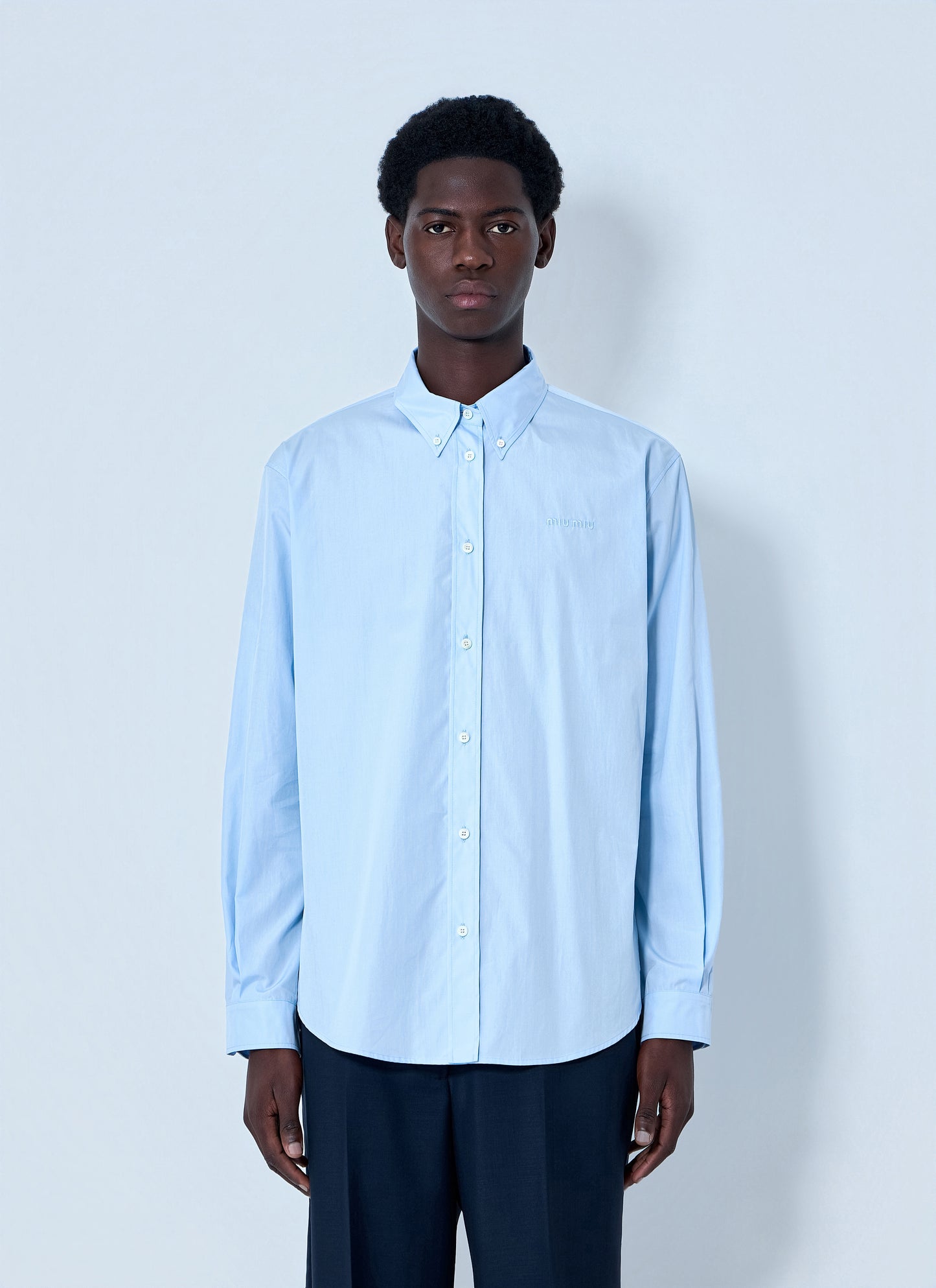 Miu Miu Men Cotton Poplin Button-Down Shirt MIU MIU