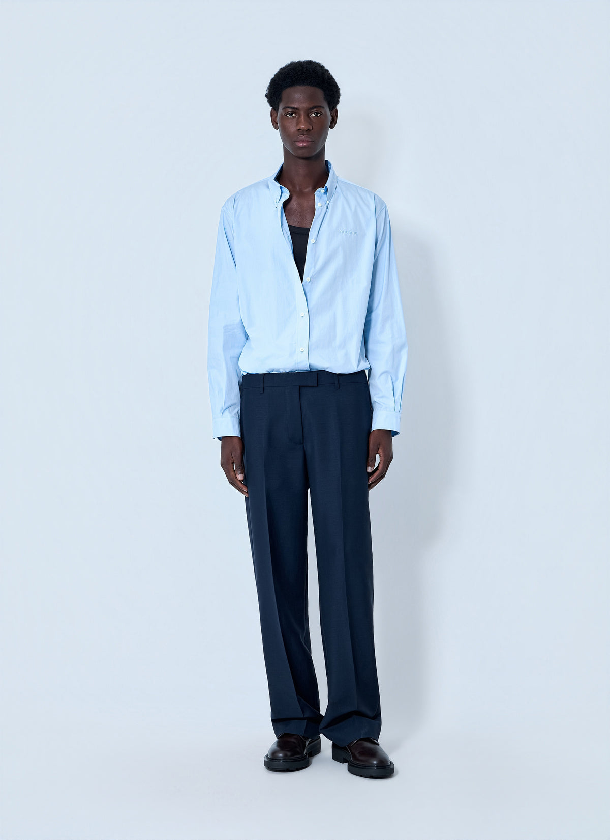 Miu Miu Men Cotton Poplin Button-Down Shirt MIU MIU
