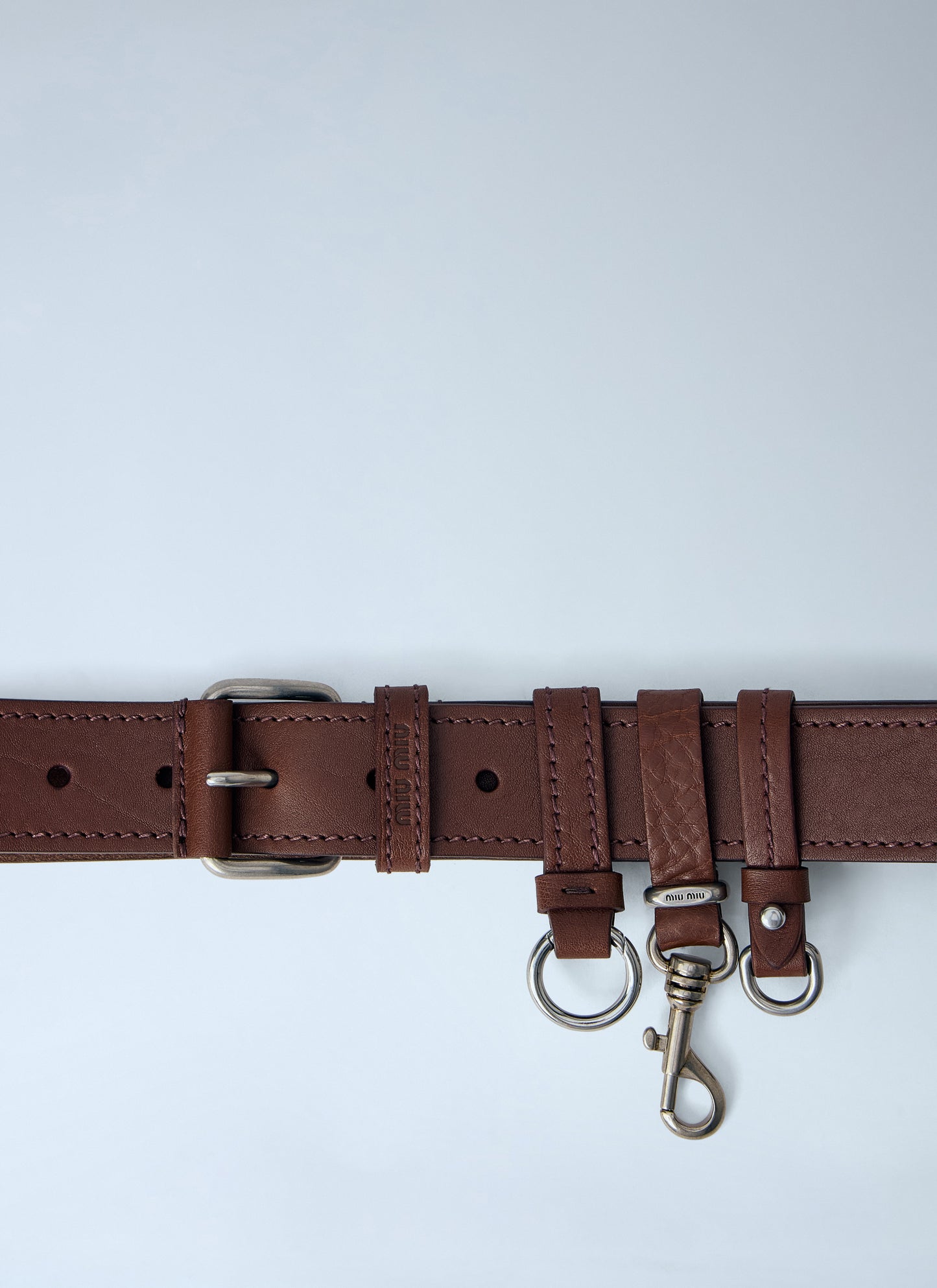 Miu Miu Men Tobacco Leather Belt MIU MIU