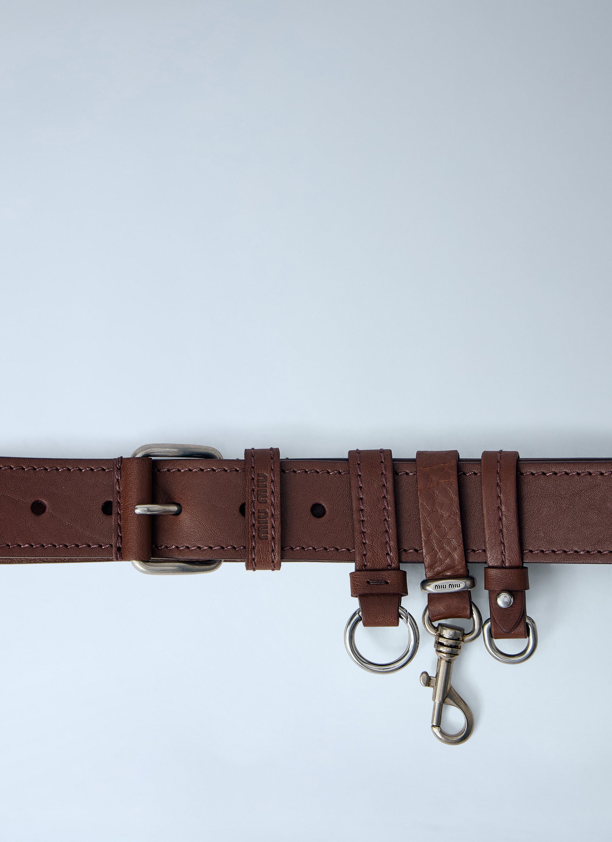Miu Miu Men Tobacco Leather Belt MIU MIU