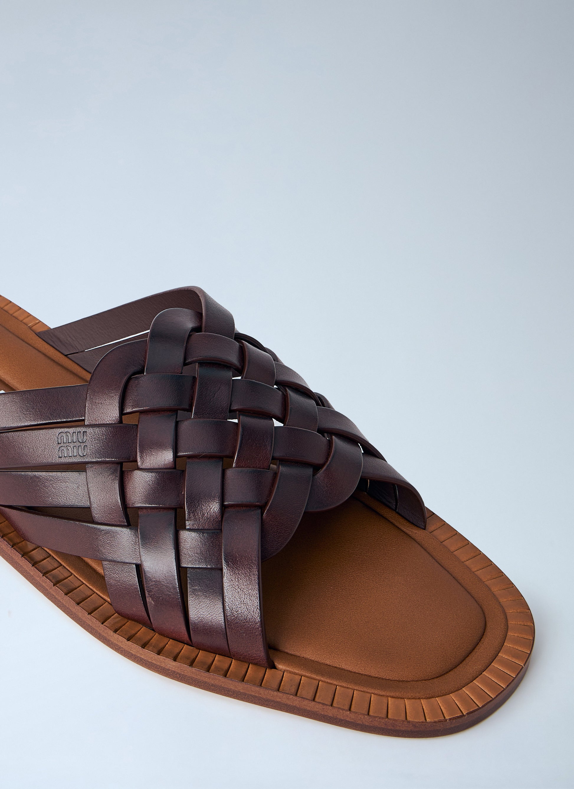 Miu Miu Men Woven Leather Sandals MIU MIU