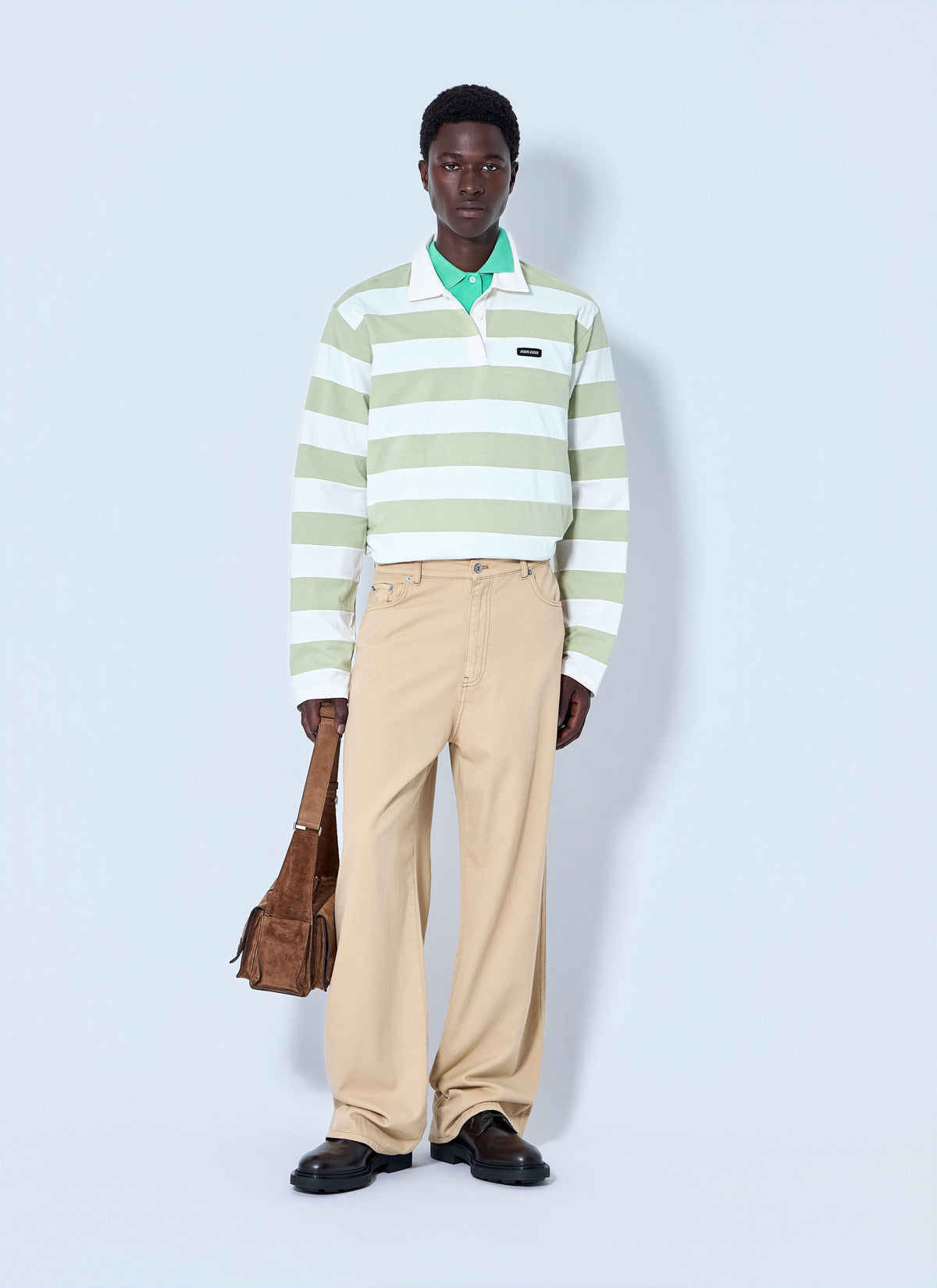 Miu Miu Men Striped Jersey Polo Shirt MIU MIU