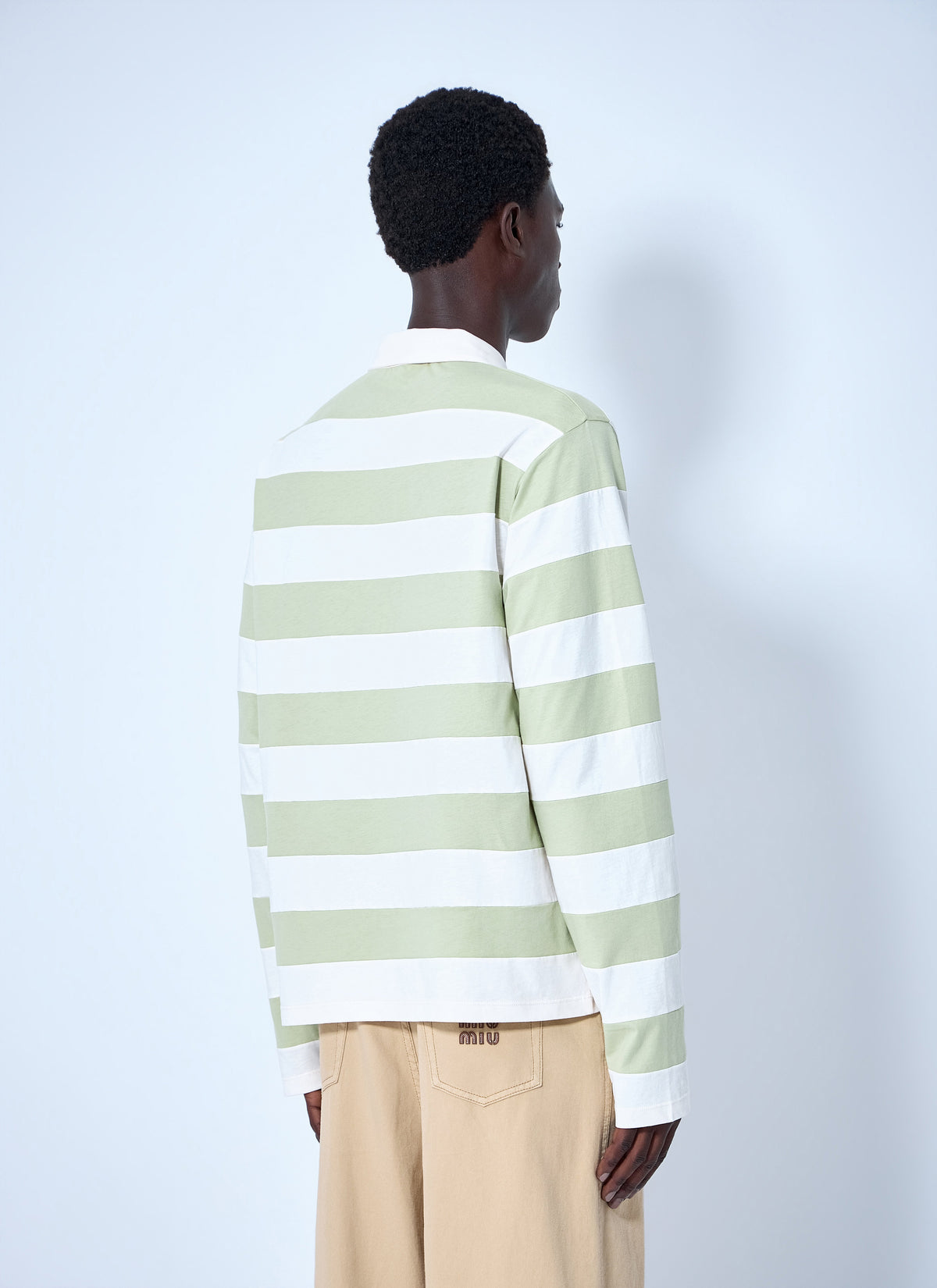 Miu Miu Men Striped Jersey Polo Shirt MIU MIU