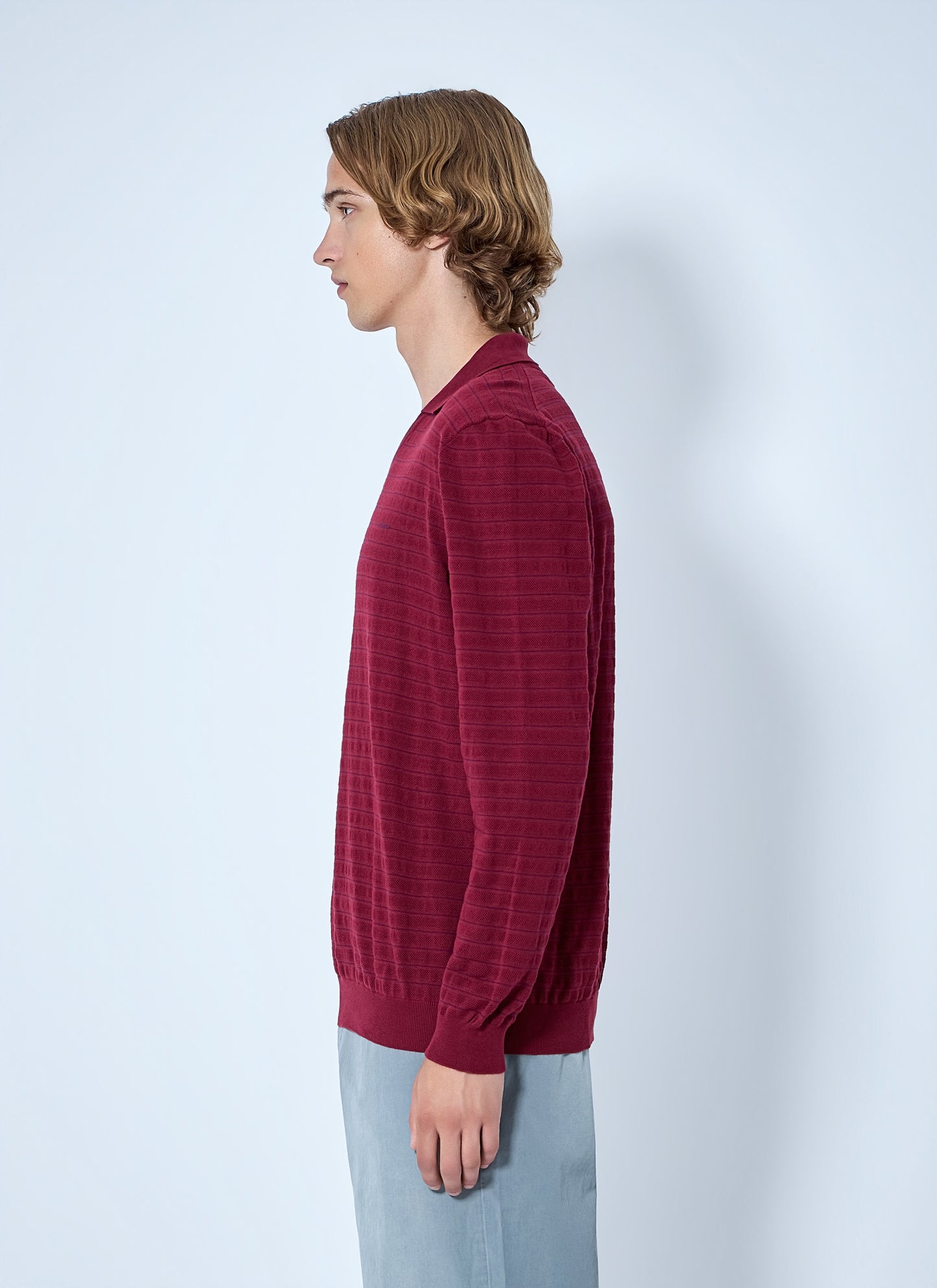 Miu Miu Men Striped V-Neck Polo Shirt MIU MIU