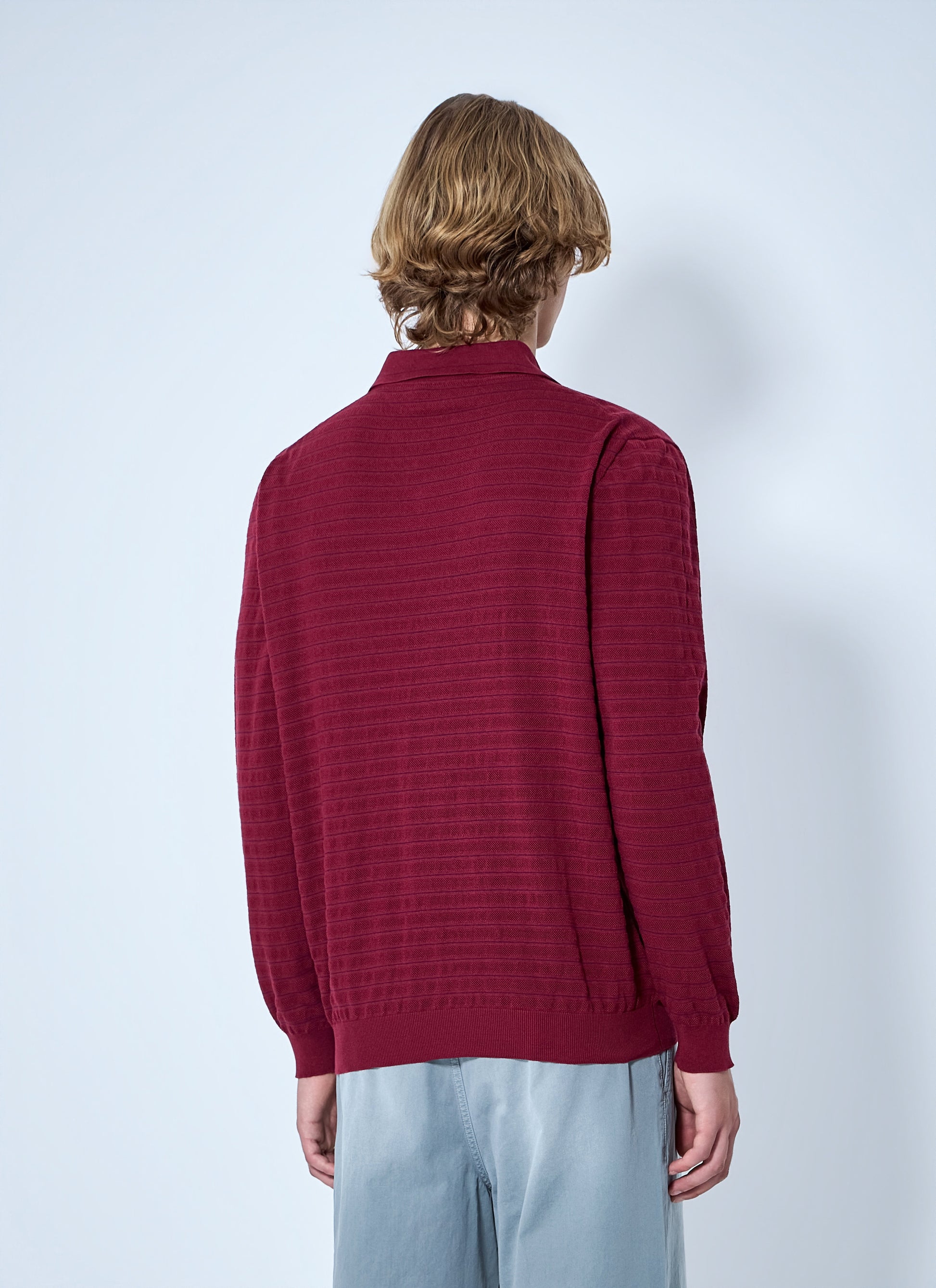Miu Miu Men Striped V-Neck Polo Shirt MIU MIU