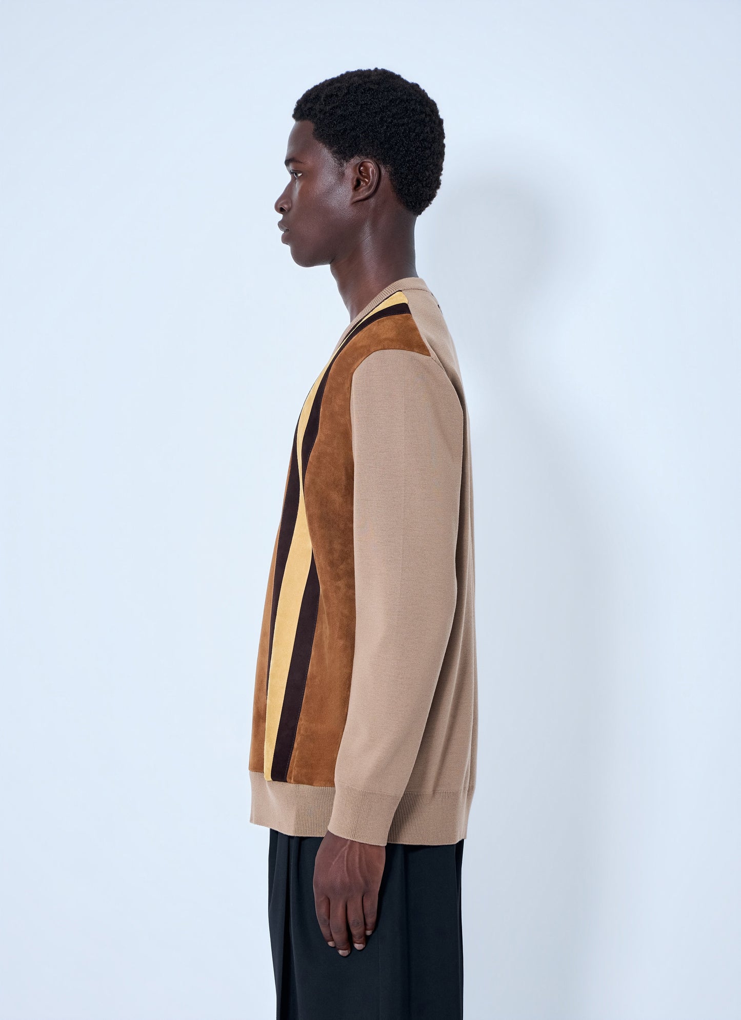 Miu Miu Men V-Neck Sweater With Contrast Stripes MIU MIU