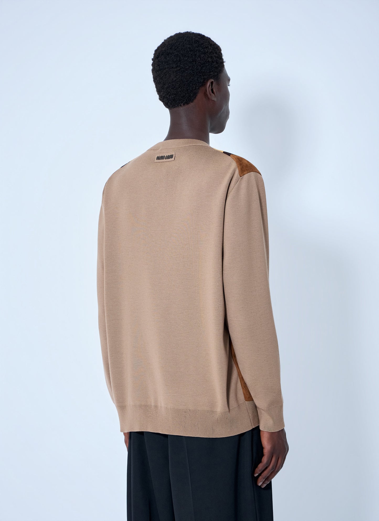 Miu Miu Men V-Neck Sweater With Contrast Stripes MIU MIU