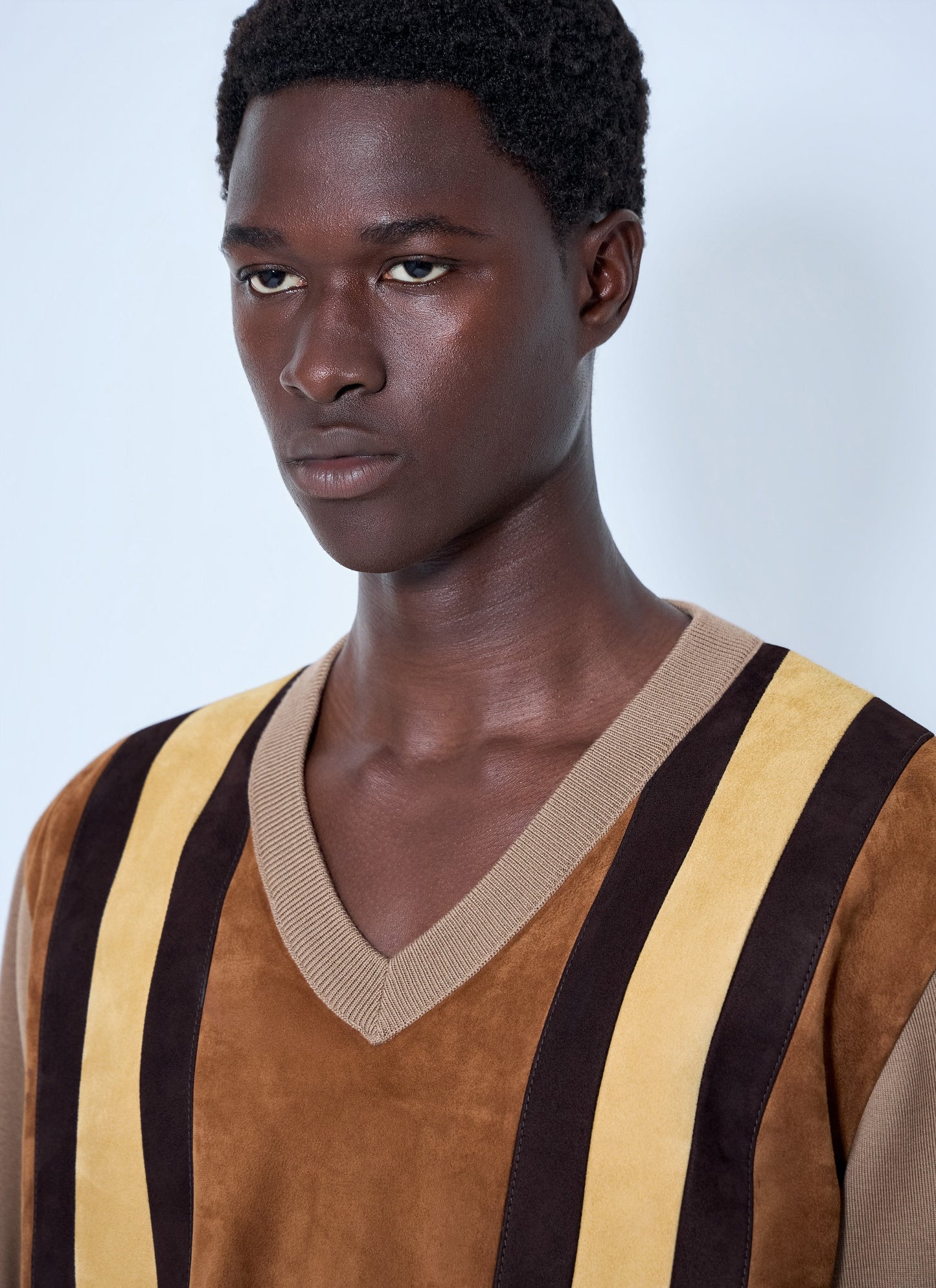 Miu Miu Men V-Neck Sweater With Contrast Stripes MIU MIU