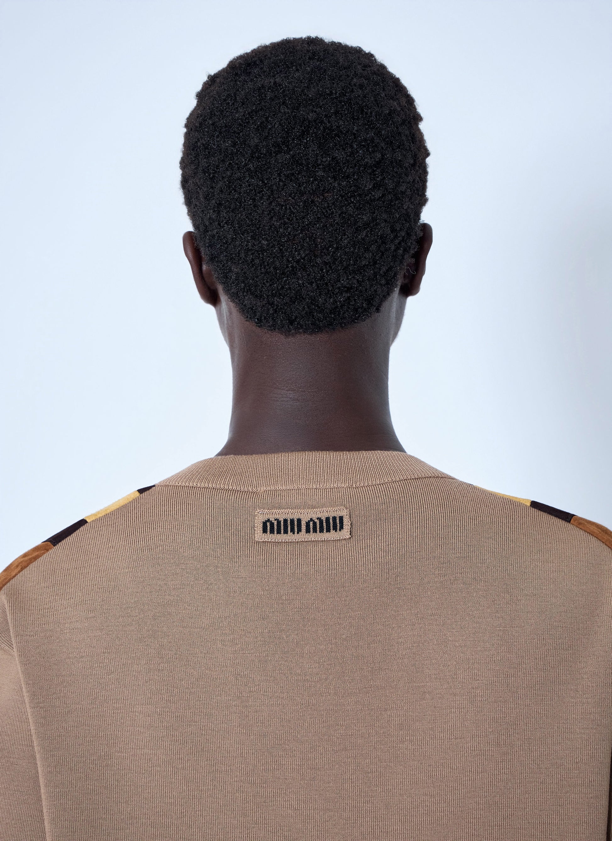 Miu Miu Men V-Neck Sweater With Contrast Stripes MIU MIU
