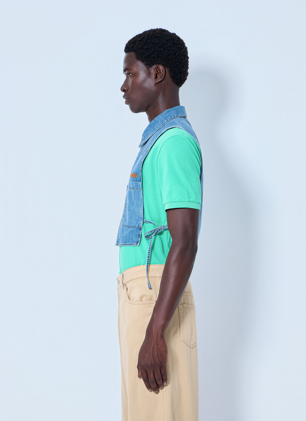 Miu Miu Men Cropped Chambray Tie Shirt MIU MIU