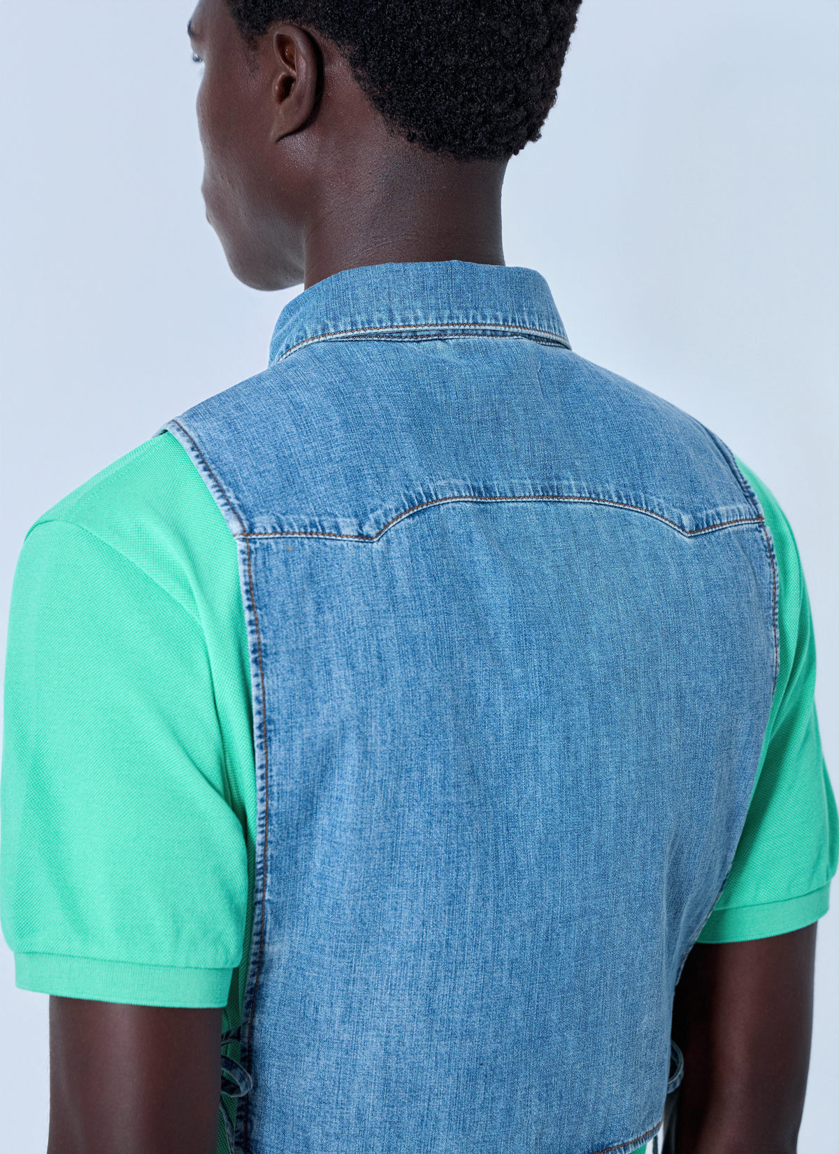 Miu Miu Men Cropped Chambray Tie Shirt MIU MIU