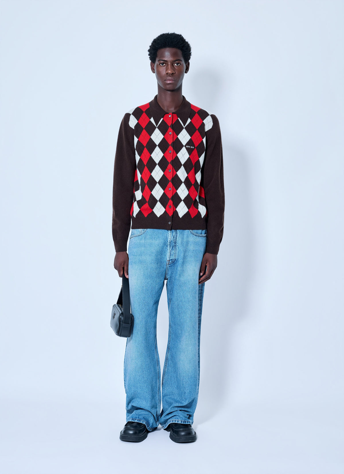 Miu Miu Men Cashmere Argyle Cardigan MIU MIU