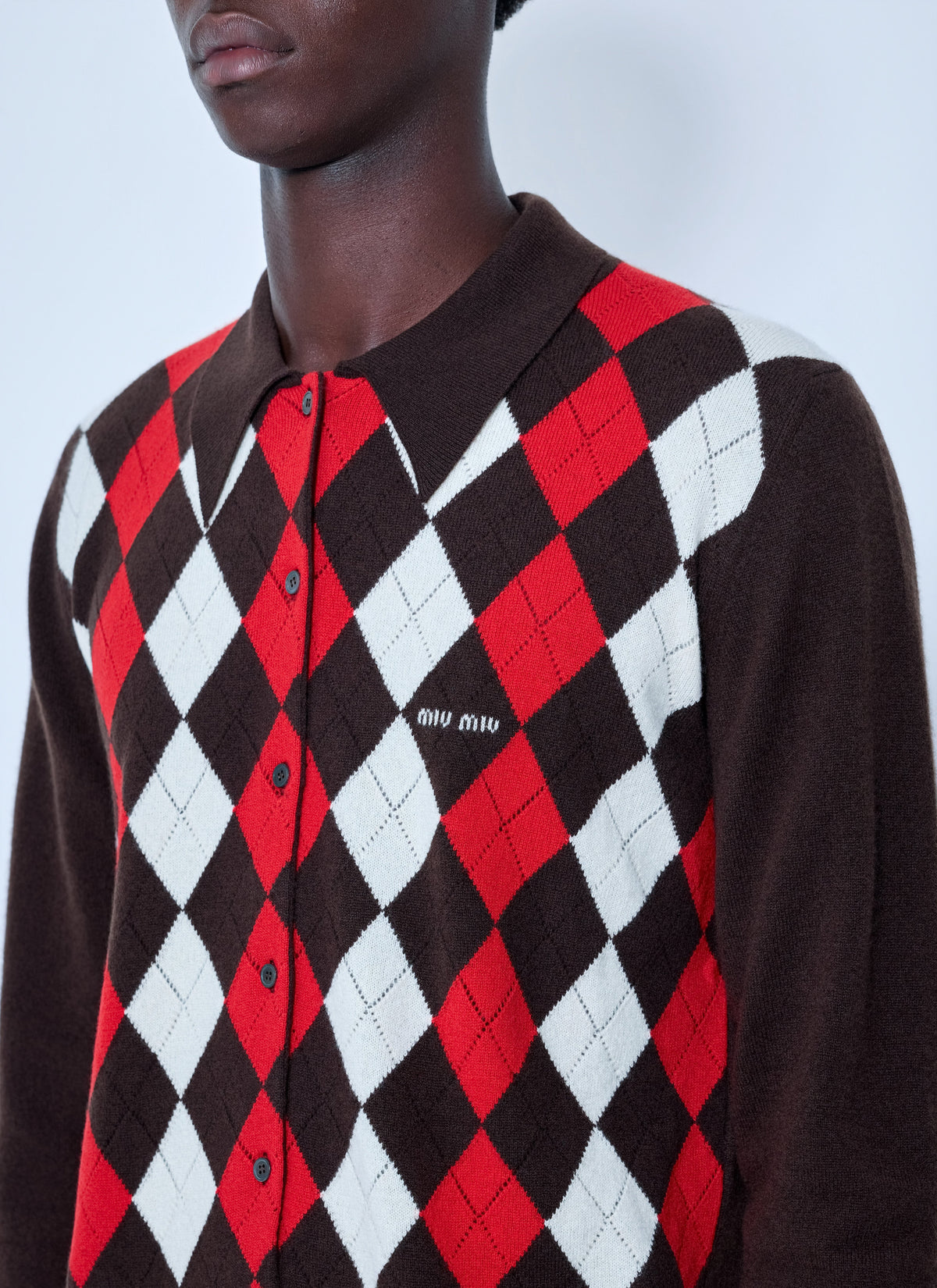 Miu Miu Men Cashmere Argyle Cardigan MIU MIU