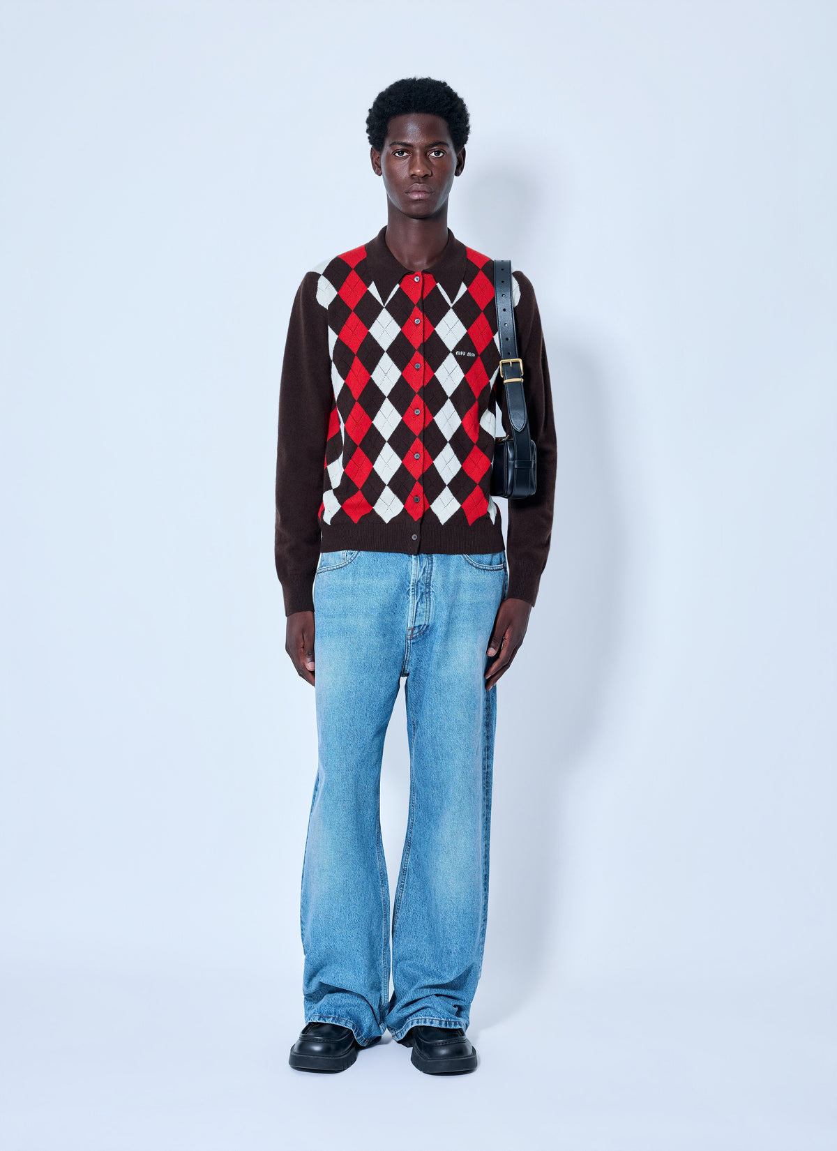 Miu Miu Men Five-Pocket Washed Denim Jeans MIU MIU
